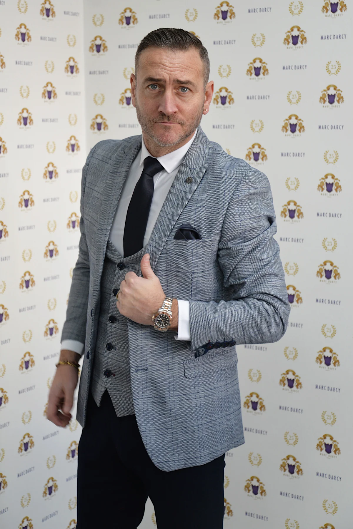 Actor Will Mellor in Jerry Grey Check Blazer & Waistcoat - Image 3
