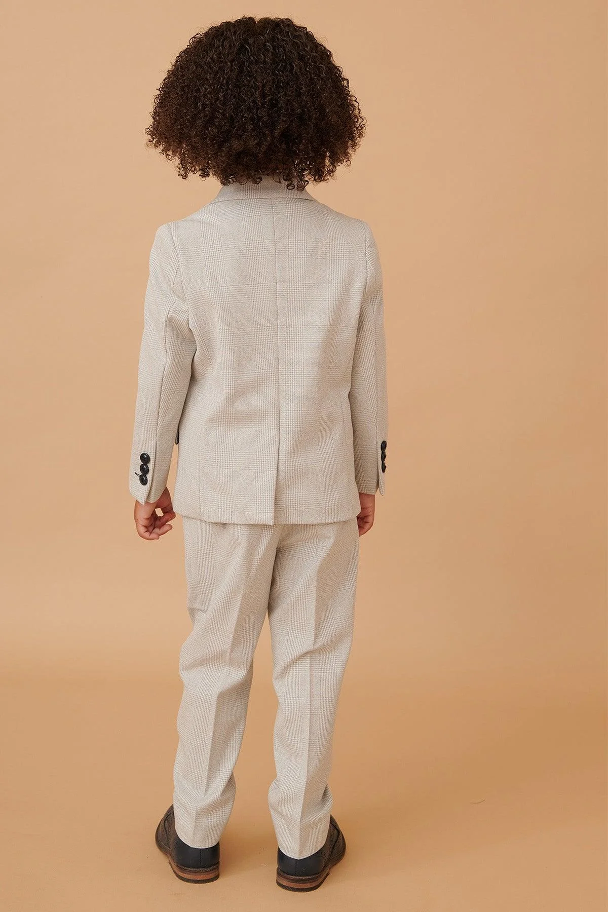 BROMLEY - Children's Stone Check Print Three Piece Suit - Image 9