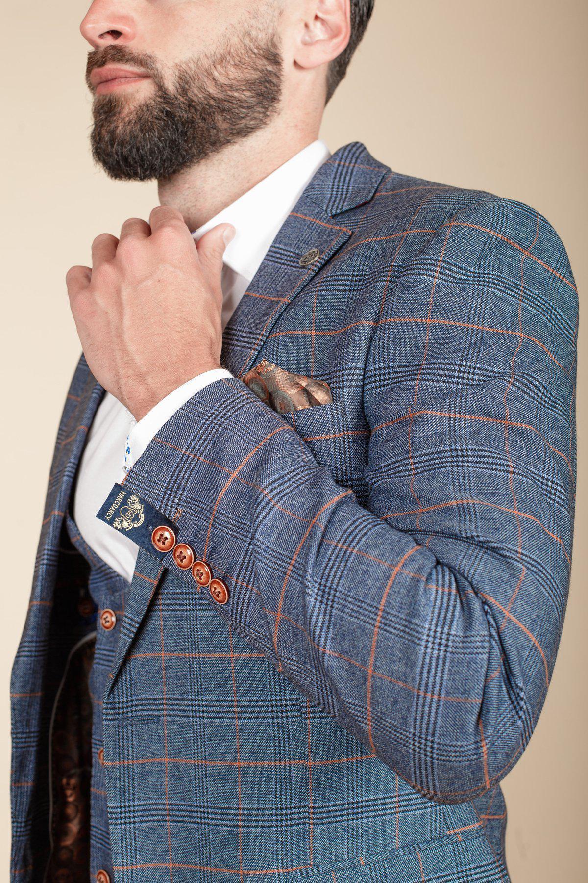 Coronation Street's Daniel Osbourne (Rob Mallard) in JENSON Sky Blue Check Suit - Image 3