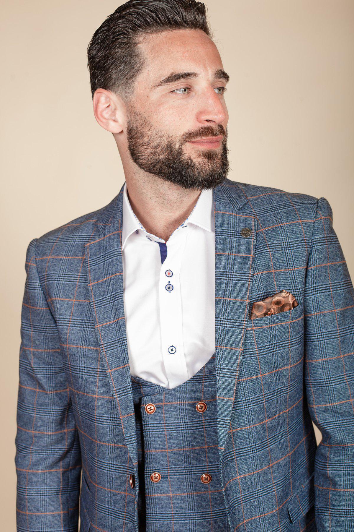 Coronation Street's Daniel Osbourne (Rob Mallard) in JENSON Sky Blue Check Suit - Image 5