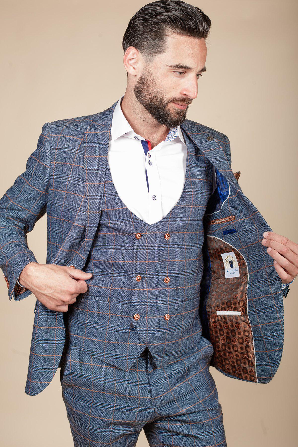 Coronation Street's Daniel Osbourne (Rob Mallard) in JENSON Sky Blue Check Suit - Image 6