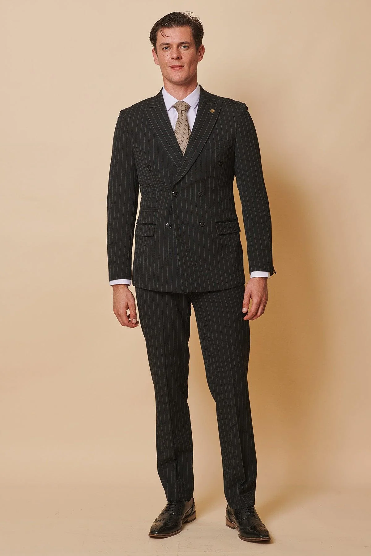 Coronation Street's Mason Radcliffe (Luca Toolan) In ROCCO Black Pinstripe Double Breasted Two Piece Suit - Image 6