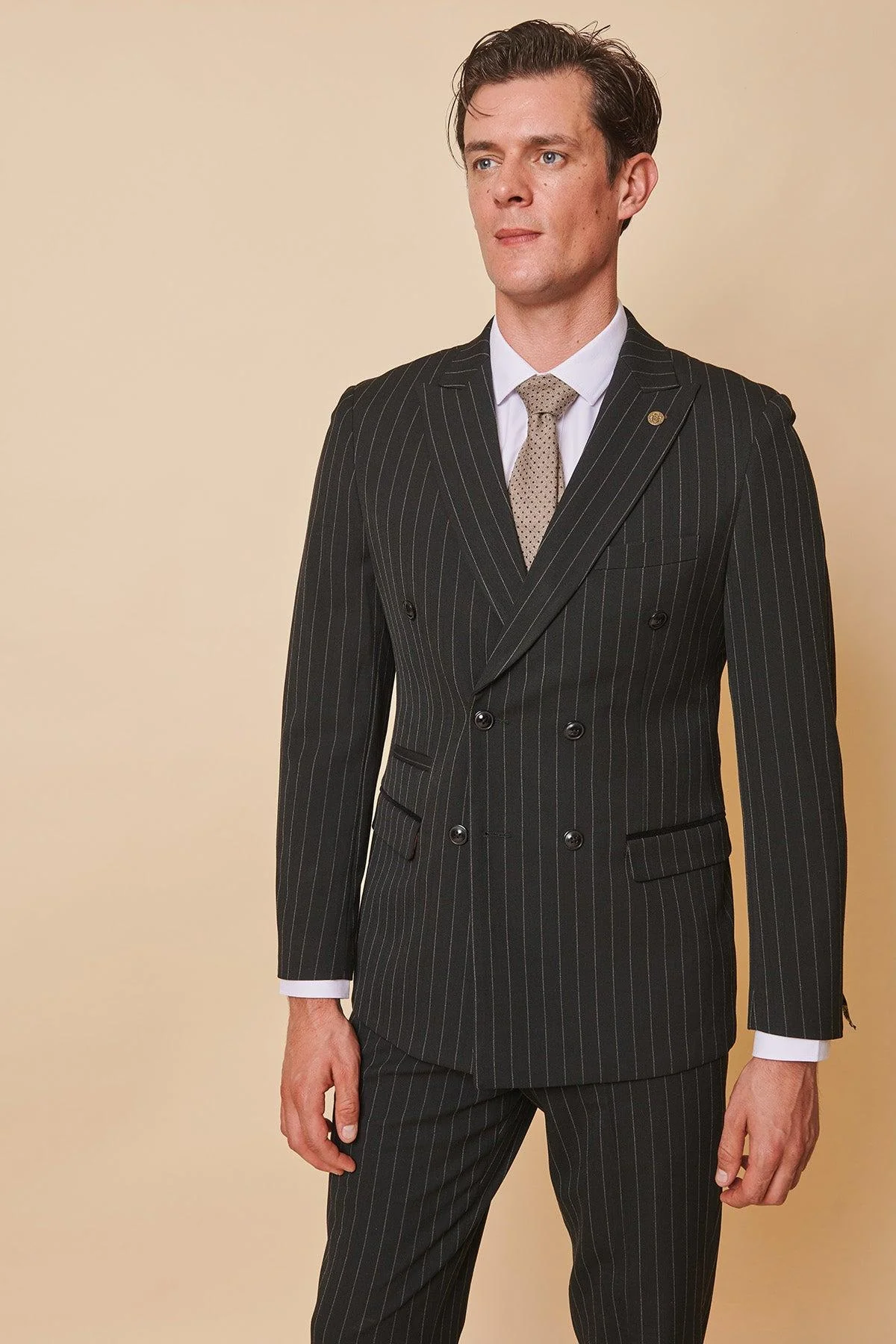 Coronation Street's Mason Radcliffe (Luca Toolan) In ROCCO Black Pinstripe Double Breasted Two Piece Suit - Image 8