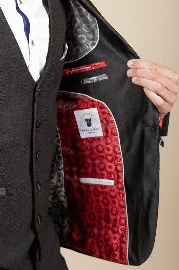 DALTON - Black Tux Lapel Suit With Ross Waistcoat - Image 7