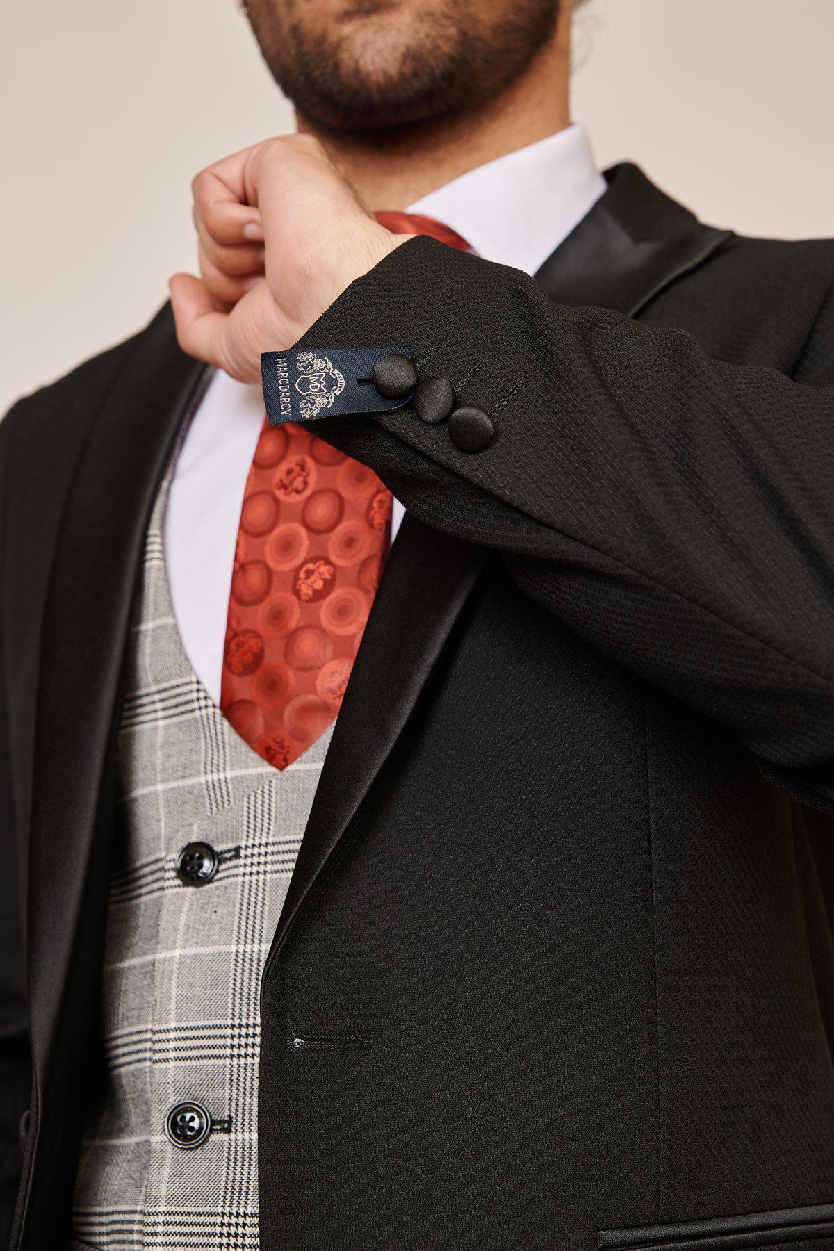 DALTON - Black Tux Lapel Suit With Ross Waistcoat - Image 8