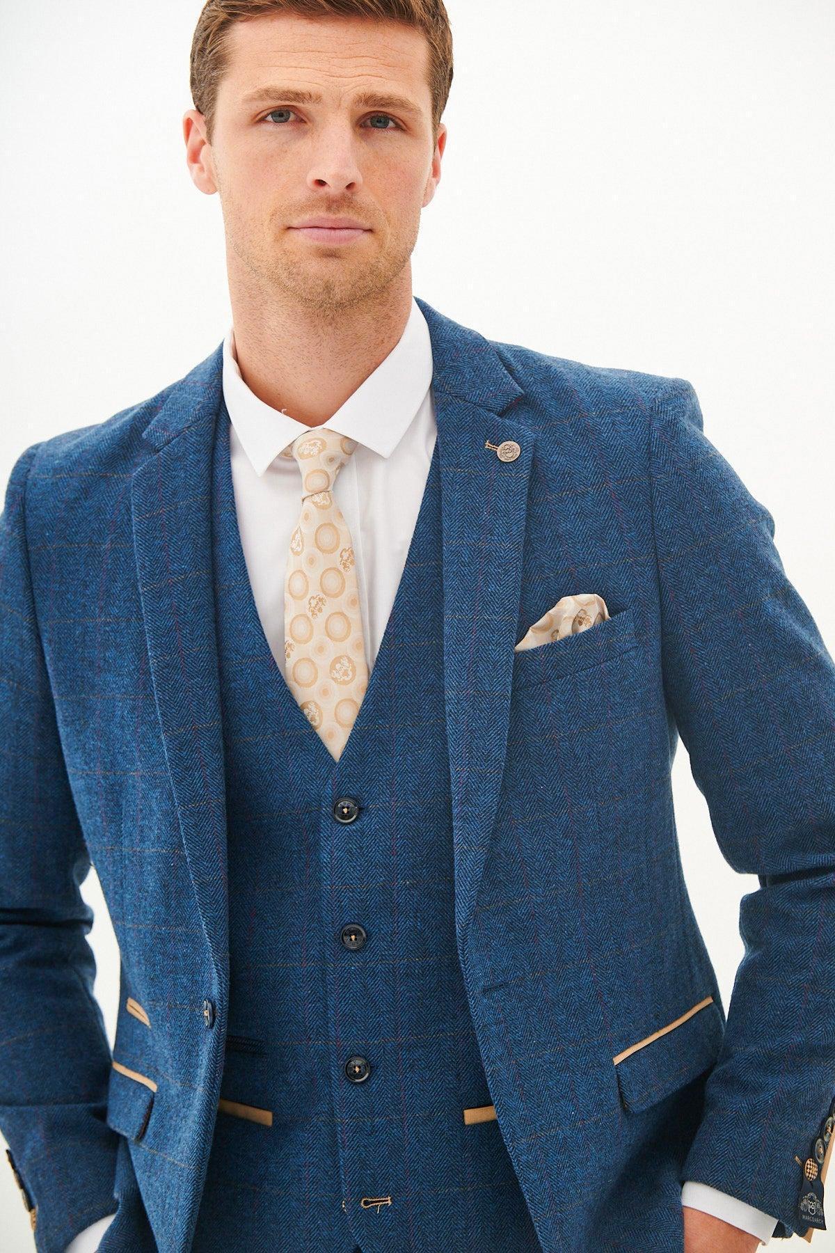 DION - Blue Tweed Check Blazer - Image 3