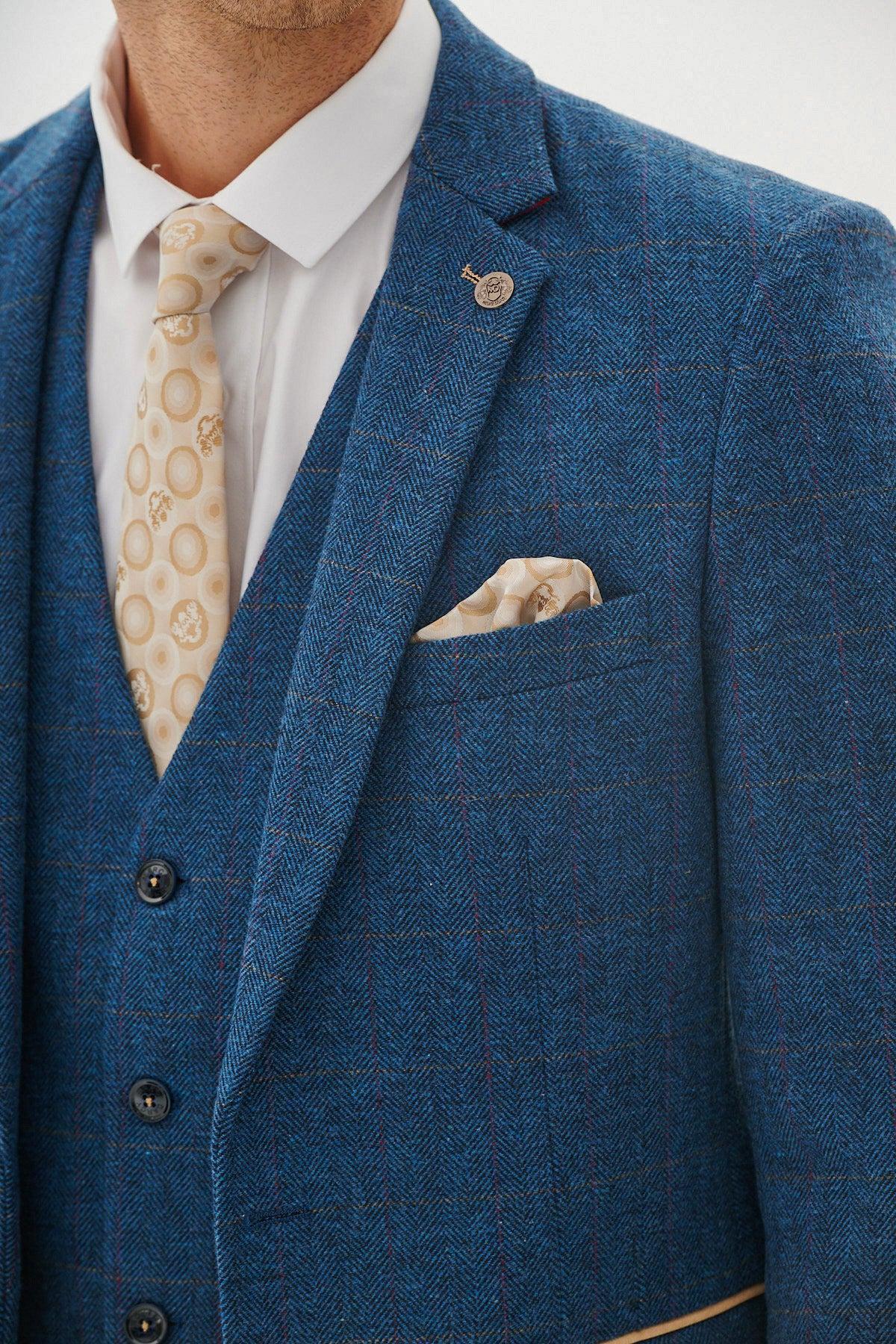 DION - Blue Tweed Check Blazer - Image 5