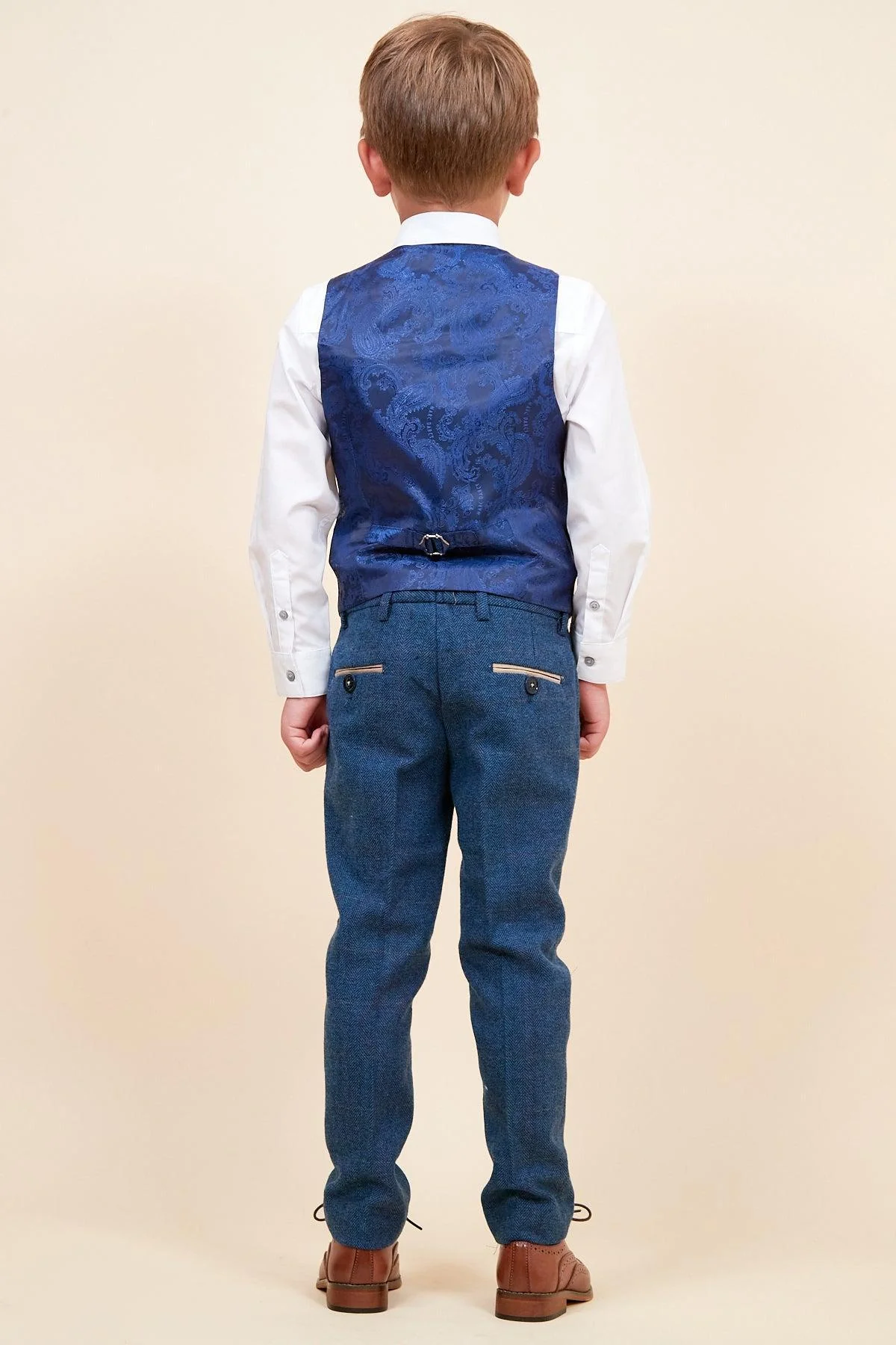 DION - Childrens Blue Tweed Check Three Piece Suit - Image 7