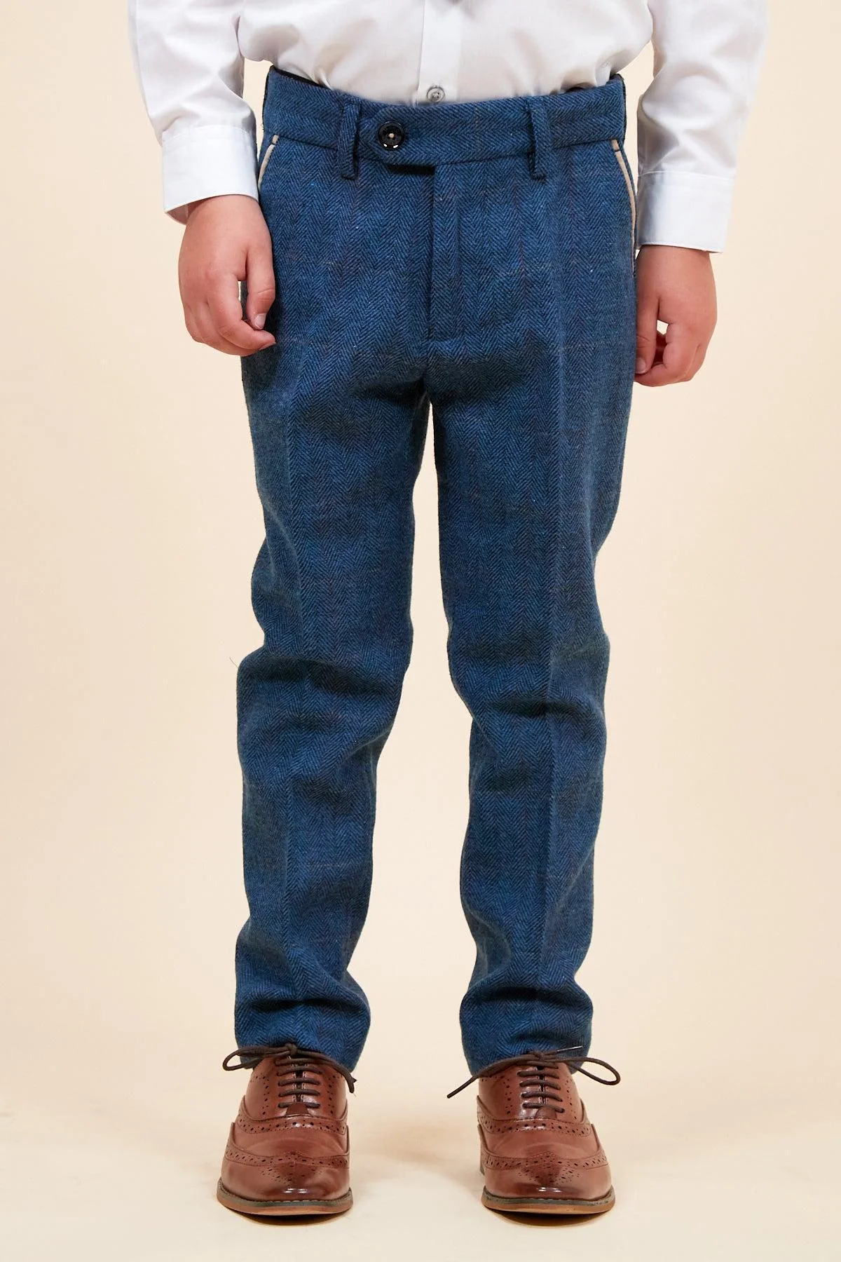 DION - Childrens Blue Tweed Check Three Piece Suit - Image 9