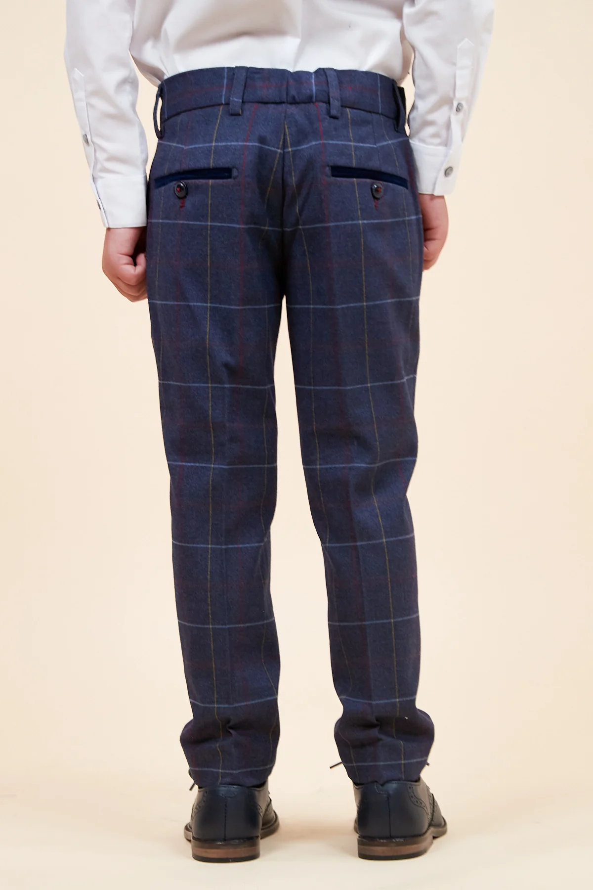 DRAKE - Children's Navy Check Three Piece Suit - Image 11