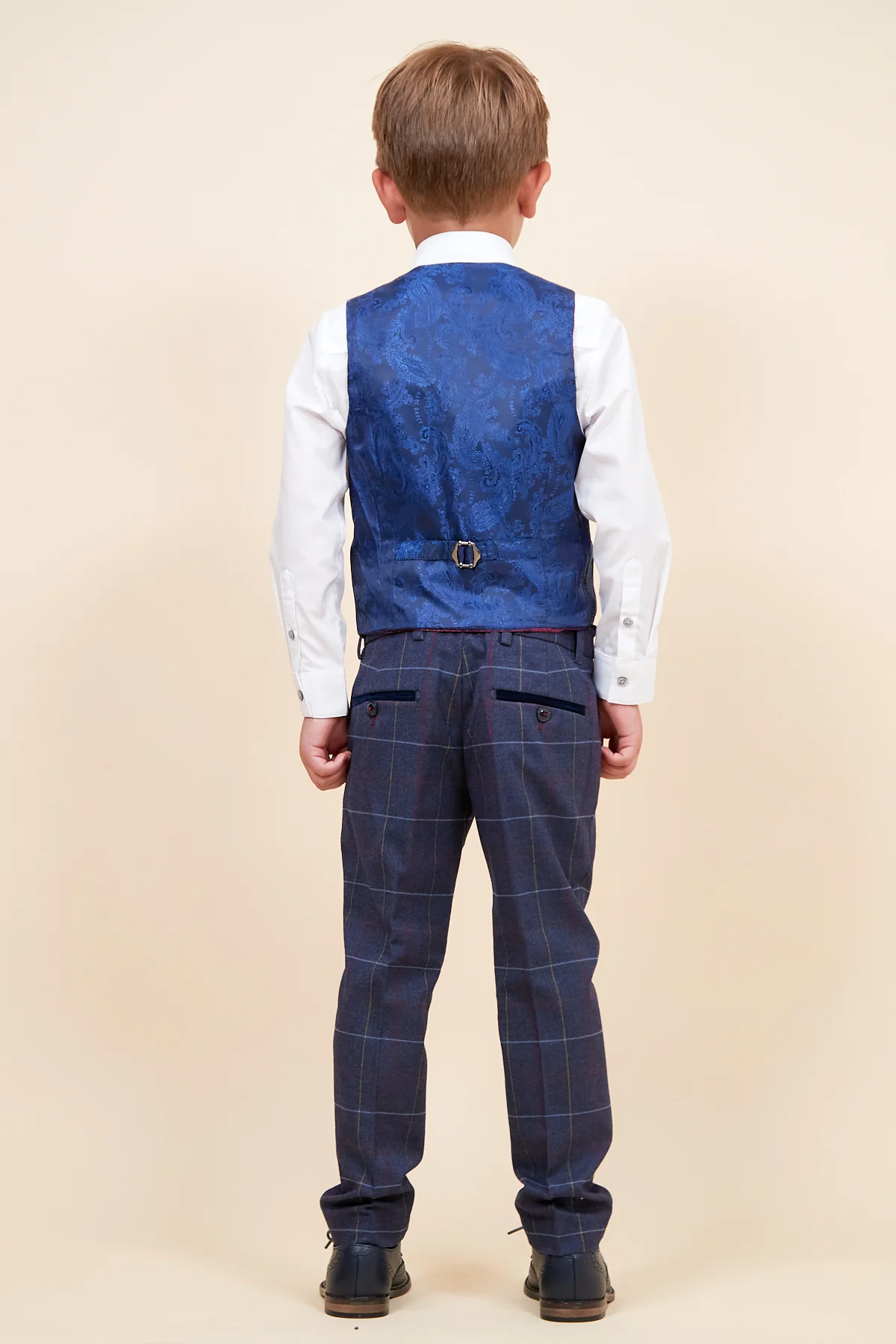 DRAKE - Children's Navy Check Three Piece Suit - Image 8