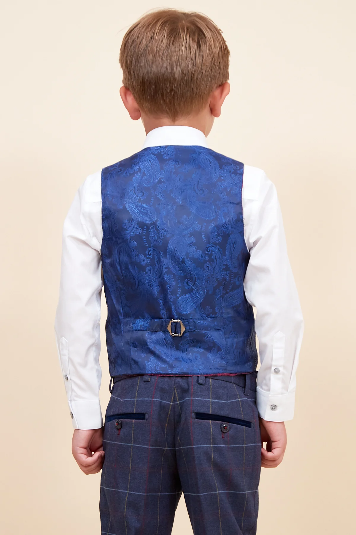 DRAKE - Children's Navy Check Three Piece Suit - Image 9