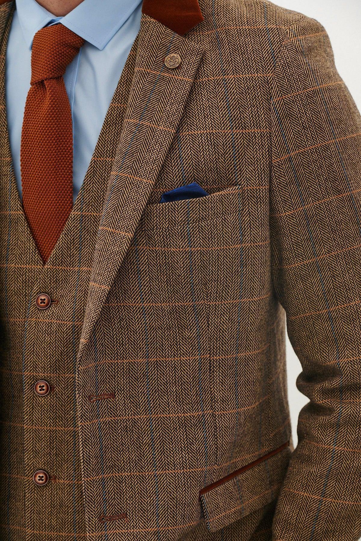 DX7 - Tan Tweed Check Blazer - Image 3