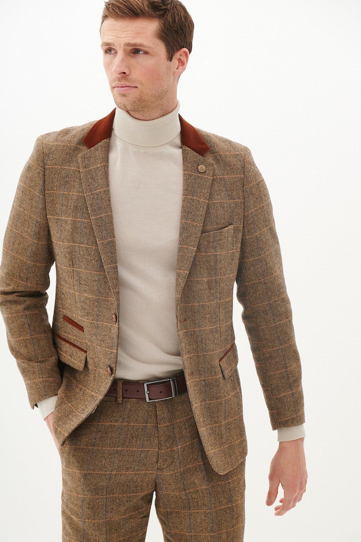 DX7 - Tan Tweed Check Blazer - Image 7