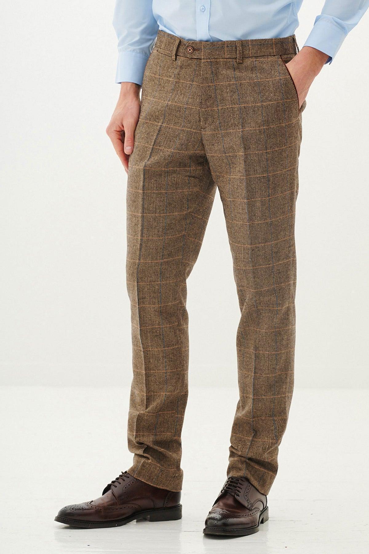 DX7 - Tan Tweed Check Three Piece Suit - Image 10