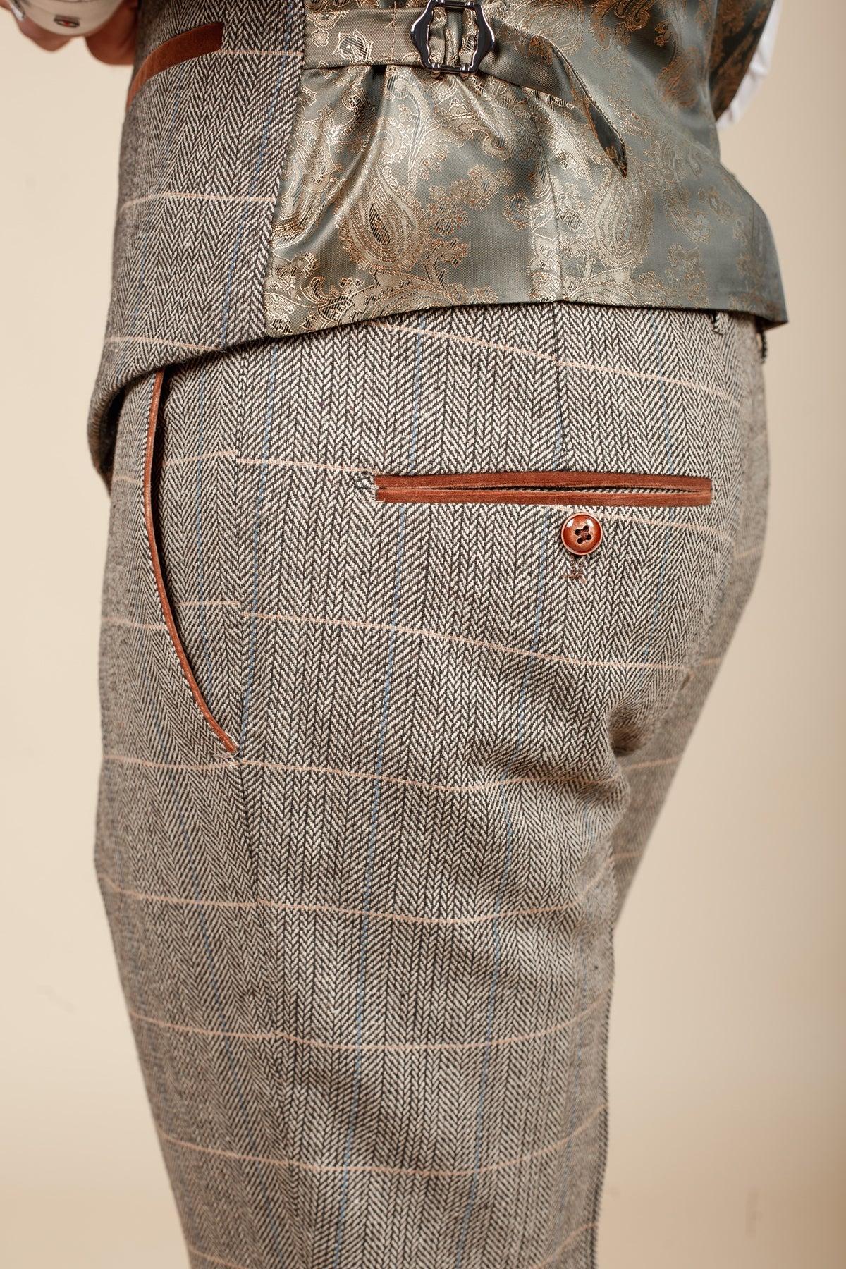 DX7 - Tan Tweed Check Trousers - Image 4