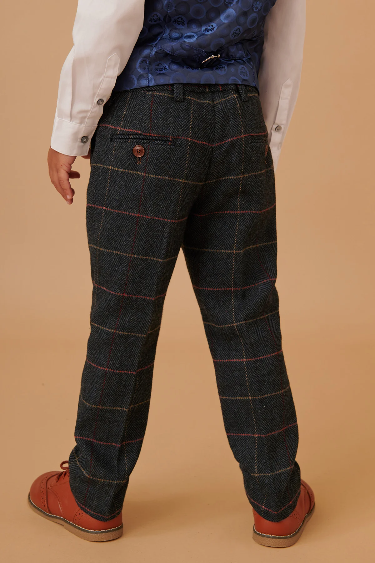 ETON - Children's Navy Blue Tweed Check Three Piece Suit - Image 10