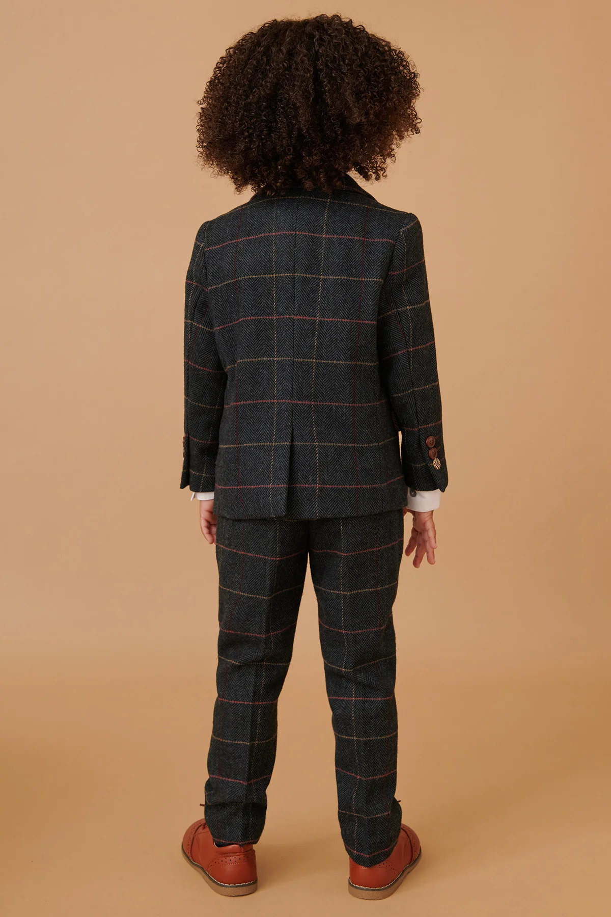 ETON - Children's Navy Blue Tweed Check Three Piece Suit - Image 6