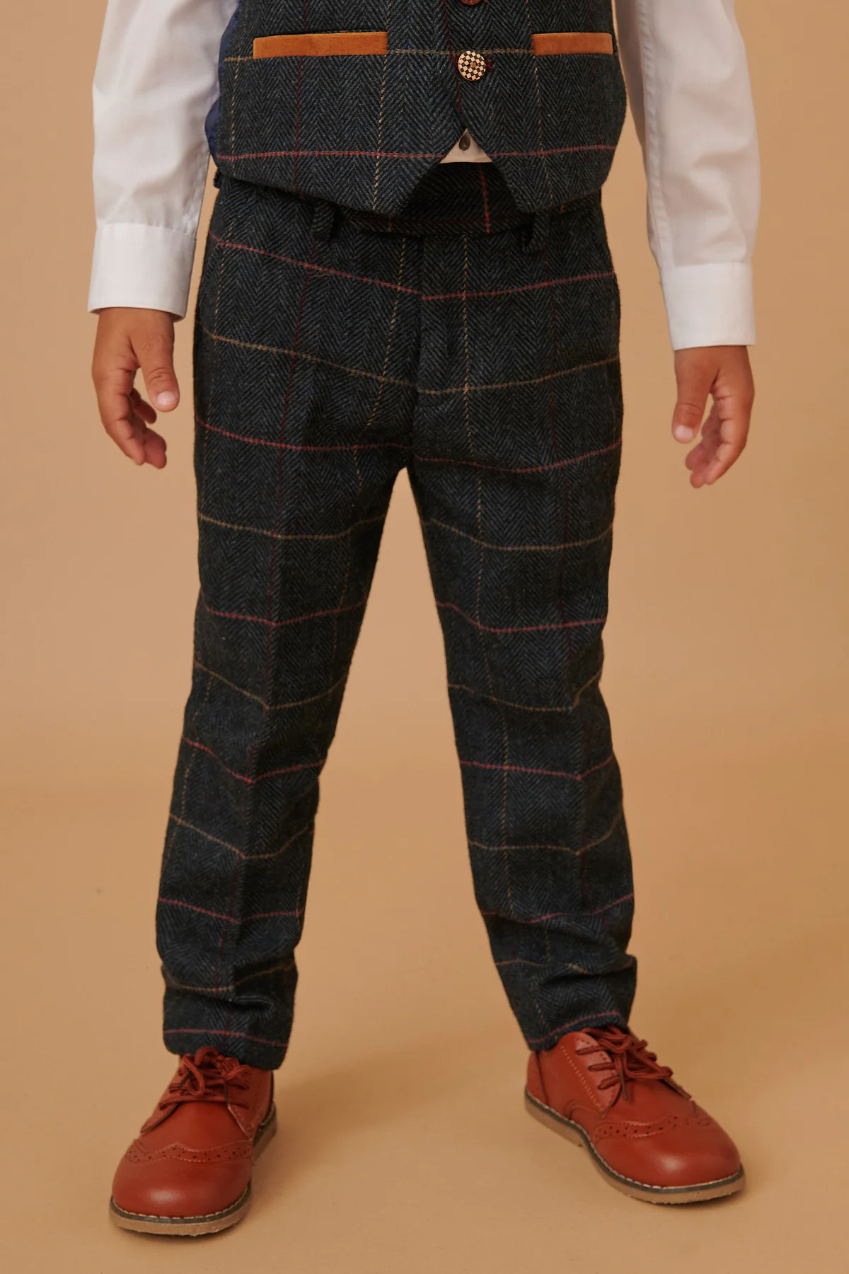 ETON - Children's Navy Blue Tweed Check Three Piece Suit - Image 8