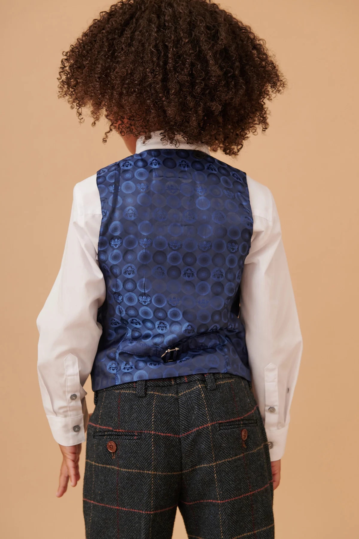 ETON - Children's Navy Blue Tweed Check Three Piece Suit - Image 9