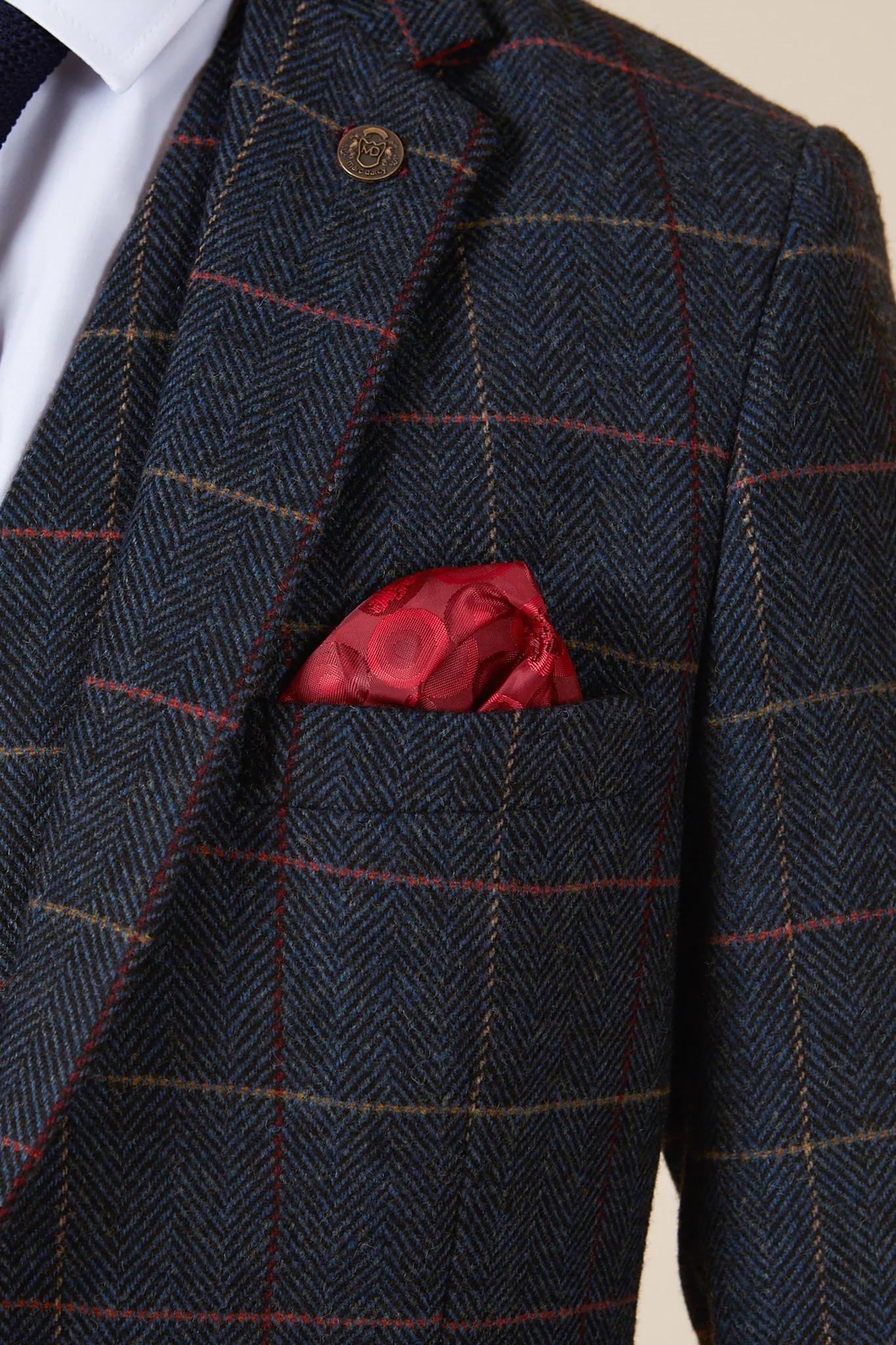 ETON - Navy Blue Tweed Check Blazer - Image 10