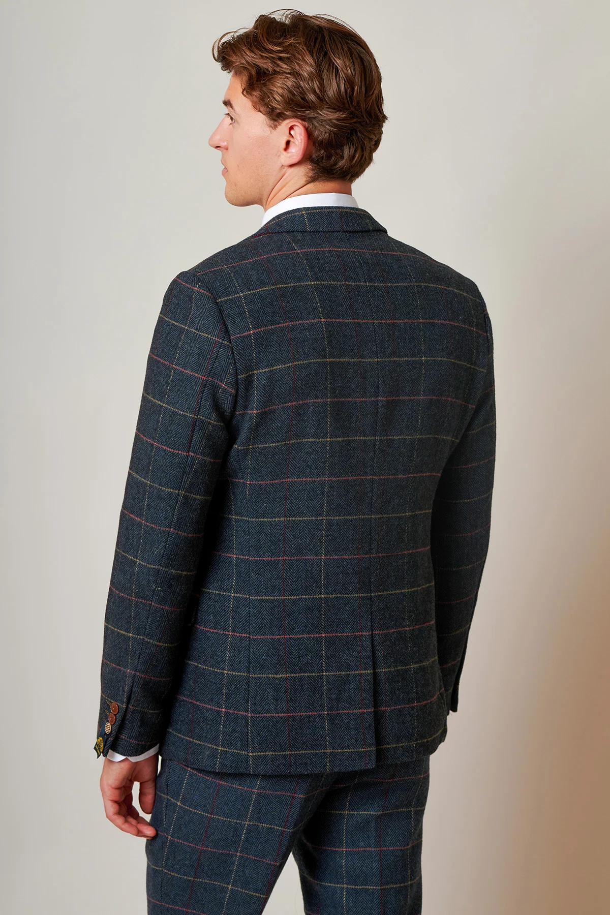 ETON - Navy Blue Tweed Check Blazer - Image 3