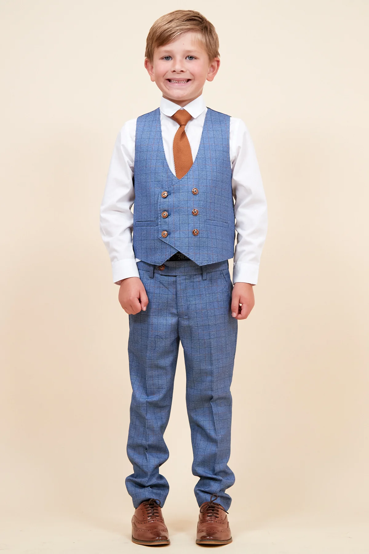 GEORGE - Children's Light Blue Check Three Piece Suit - Image 5