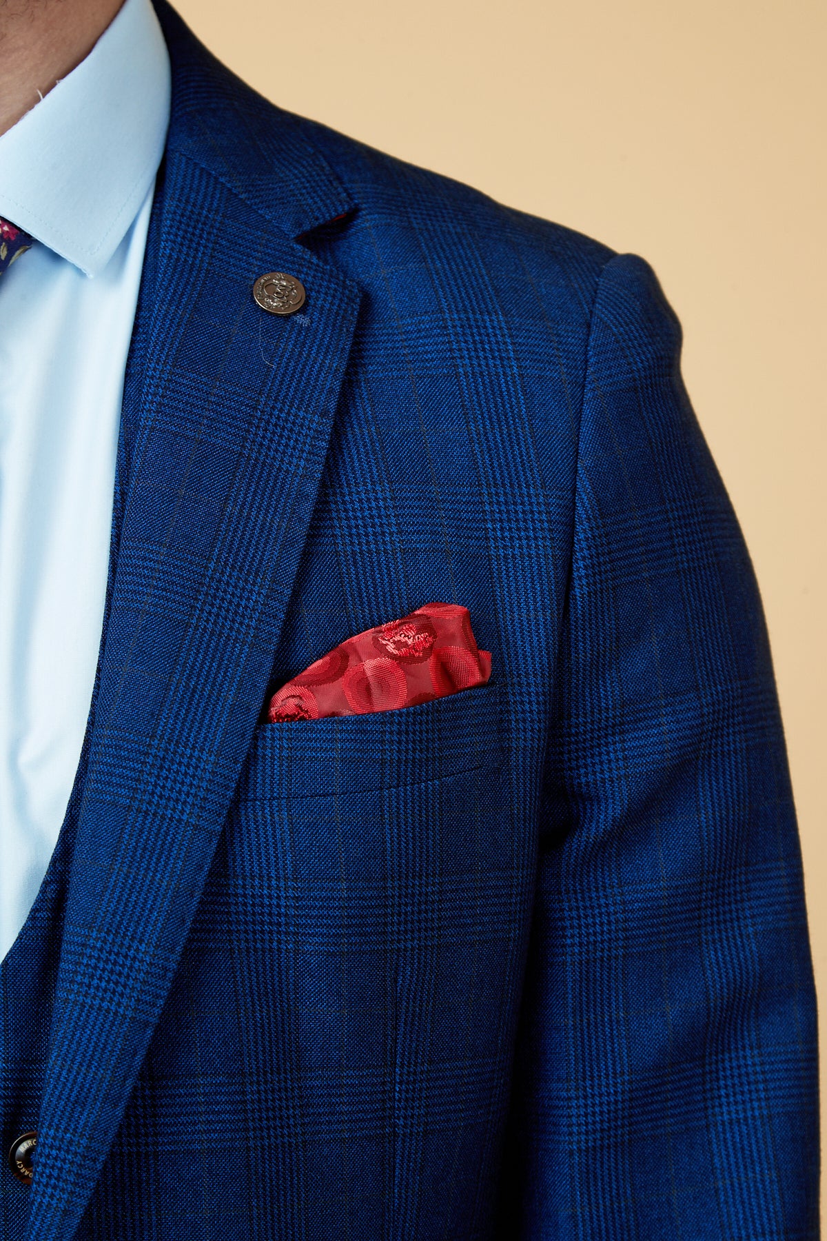 GEORGE - Royal Blue Check Three Piece Suit - Image 5