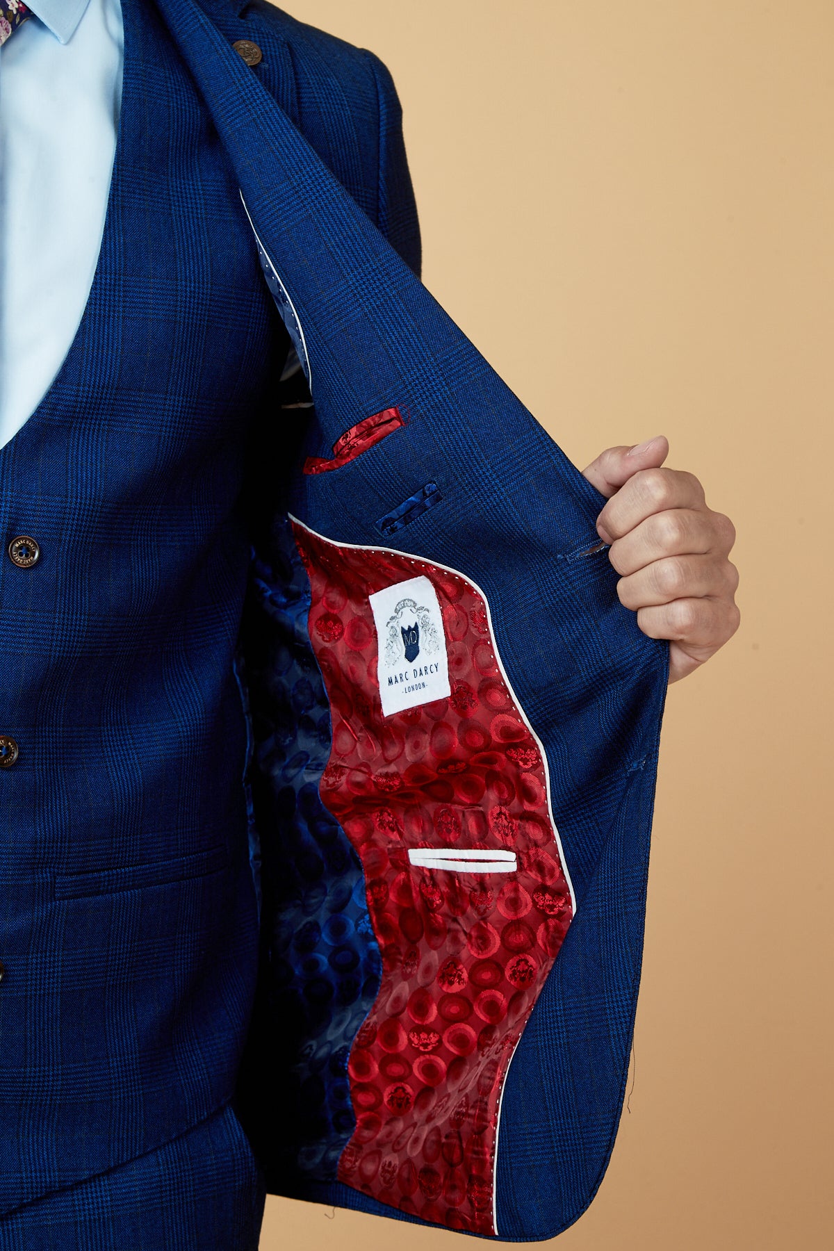 GEORGE - Royal Blue Check Three Piece Suit - Image 6