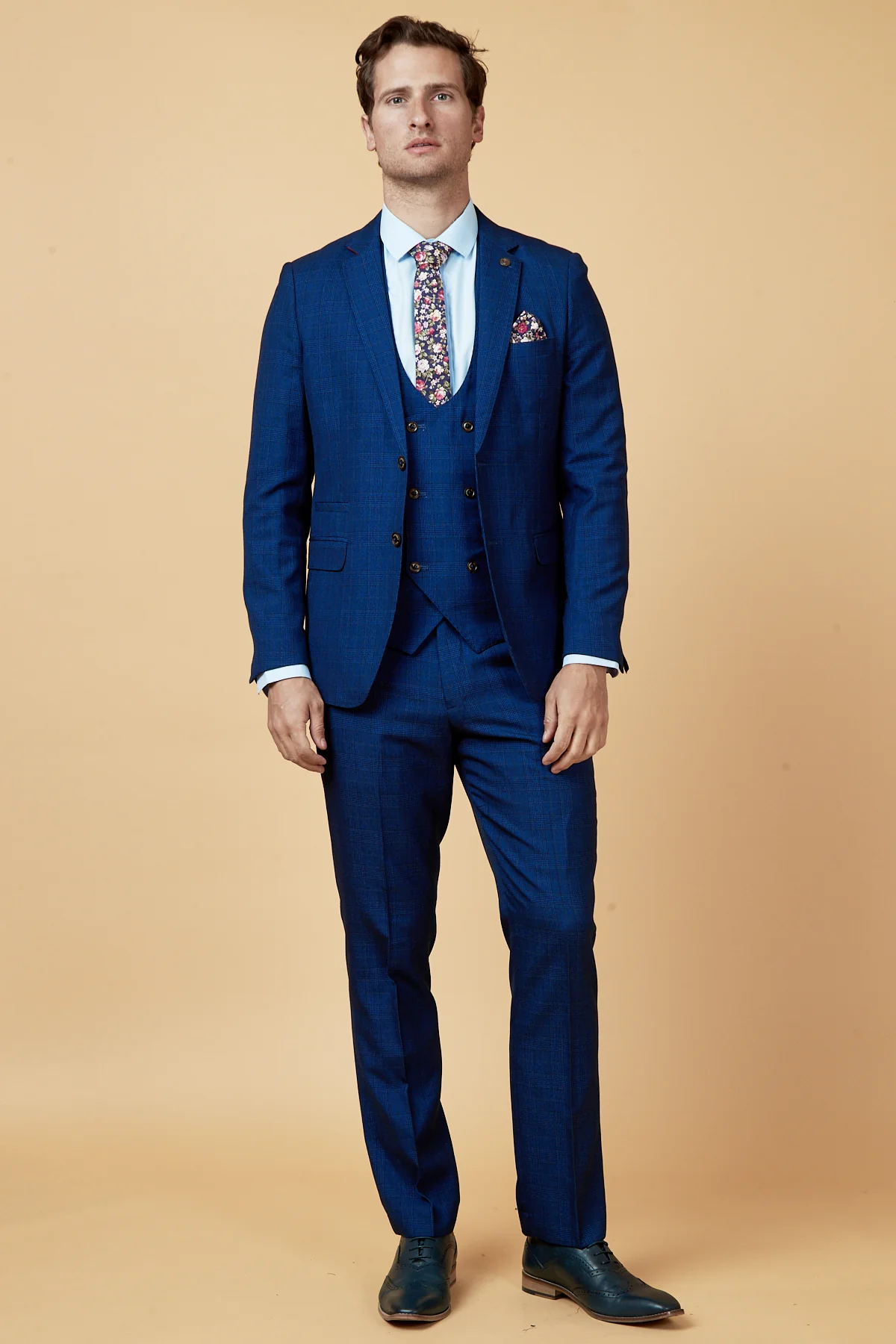 GEORGE - Royal Blue Check Three Piece Suit - Image 4