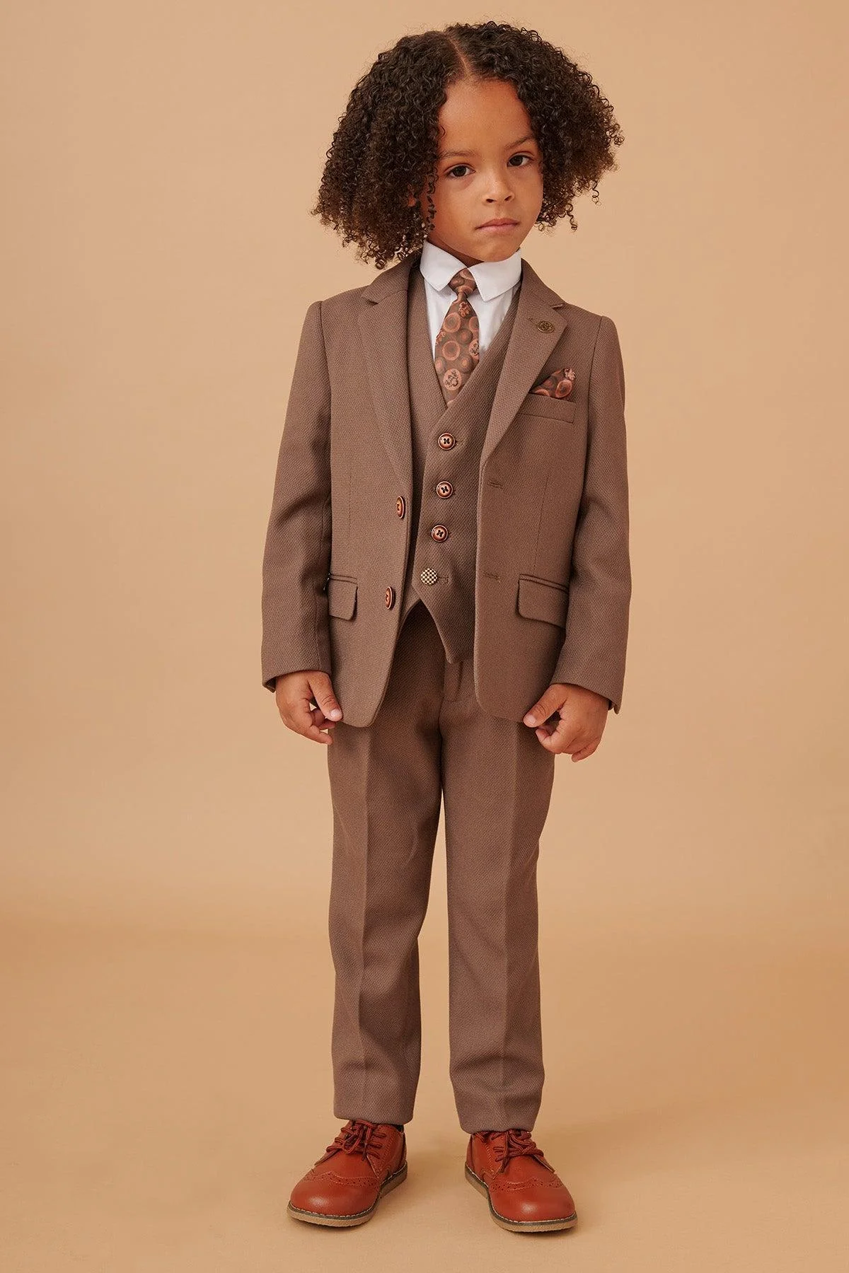 HM5 - Children's Tan Tailored Three Piece Suit - Image 3
