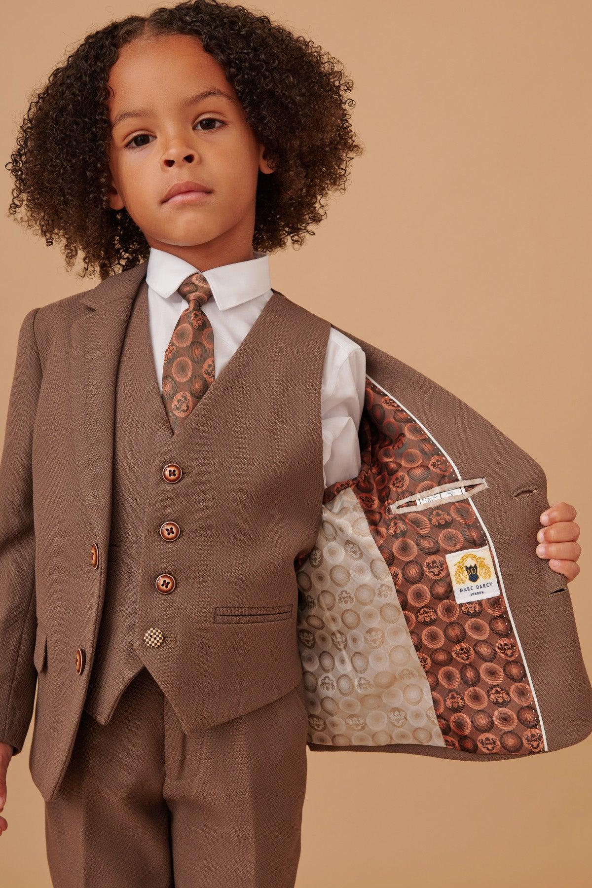 HM5 - Children's Tan Tailored Three Piece Suit - Image 4