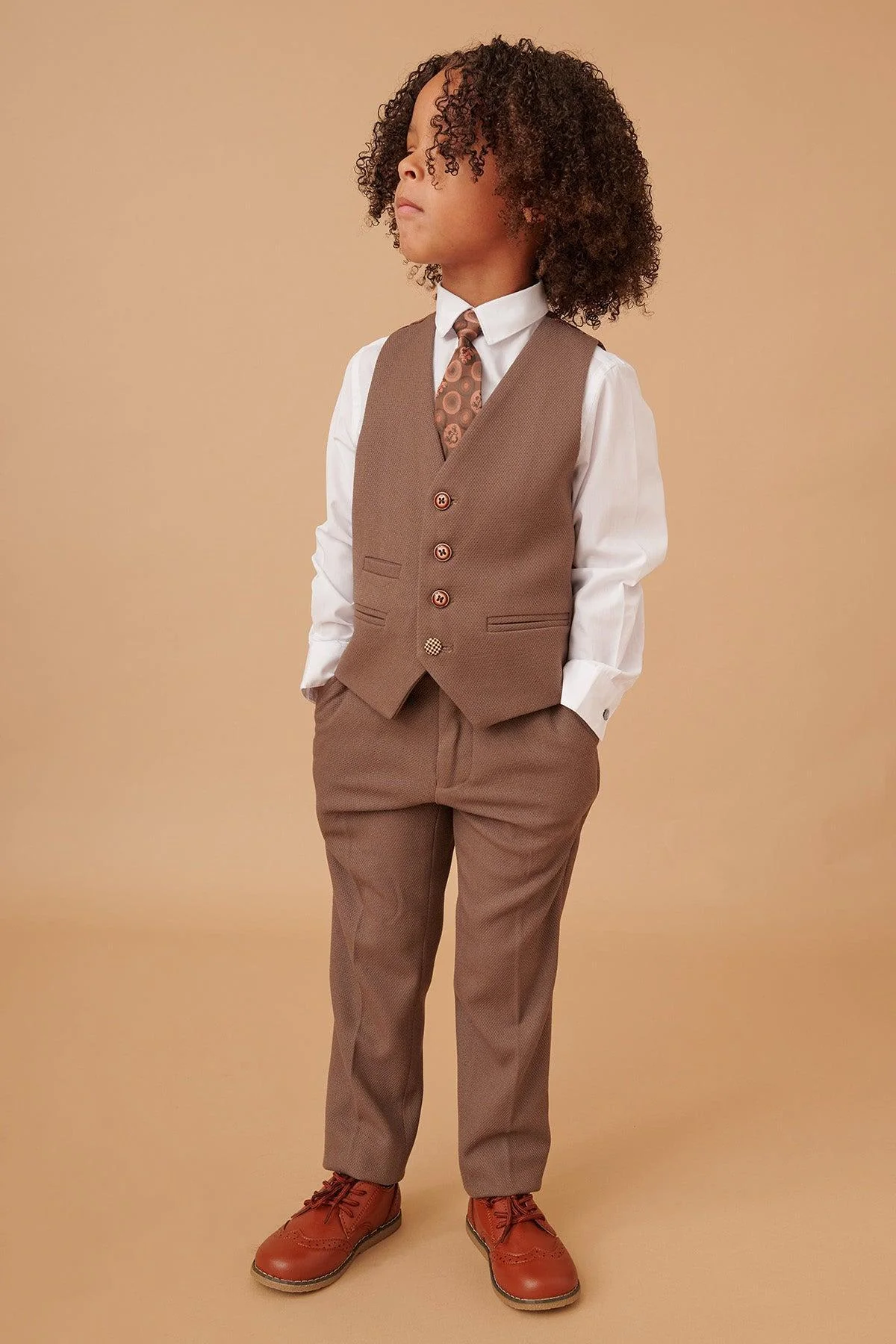 HM5 - Children's Tan Tailored Three Piece Suit - Image 8