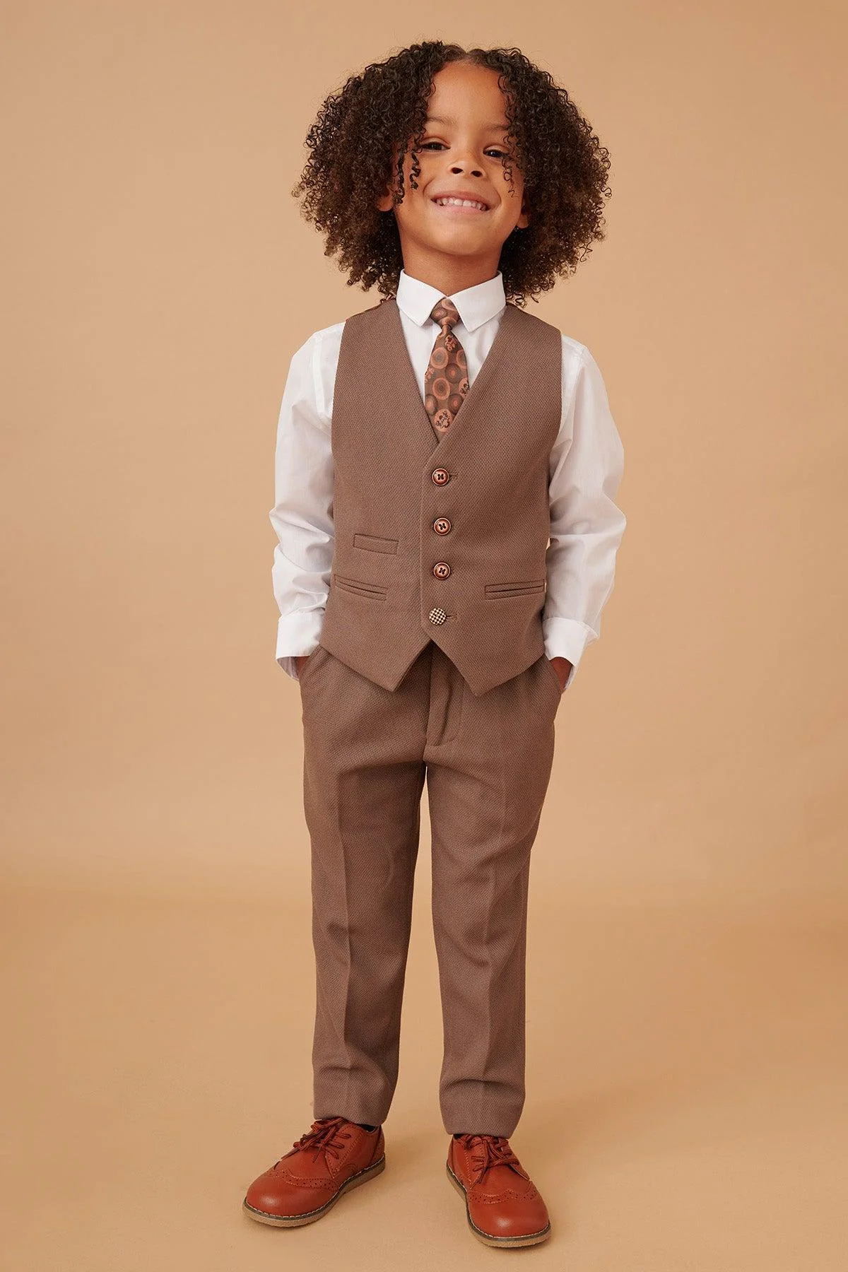 HM5 - Children's Tan Tailored Three Piece Suit - Image 9