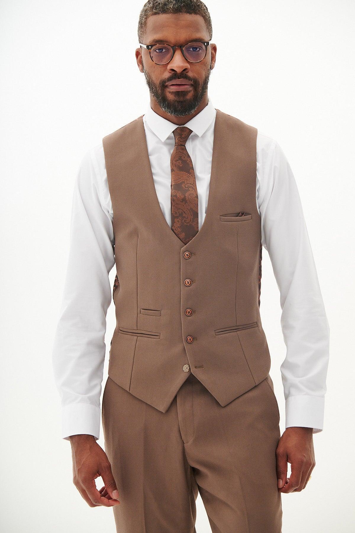 HM5 - Tan Single Breasted Waistcoat - Image 6