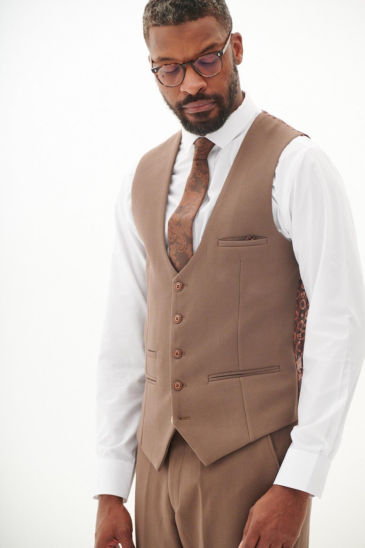 HM5 - Tan Single Breasted Waistcoat - Image 7