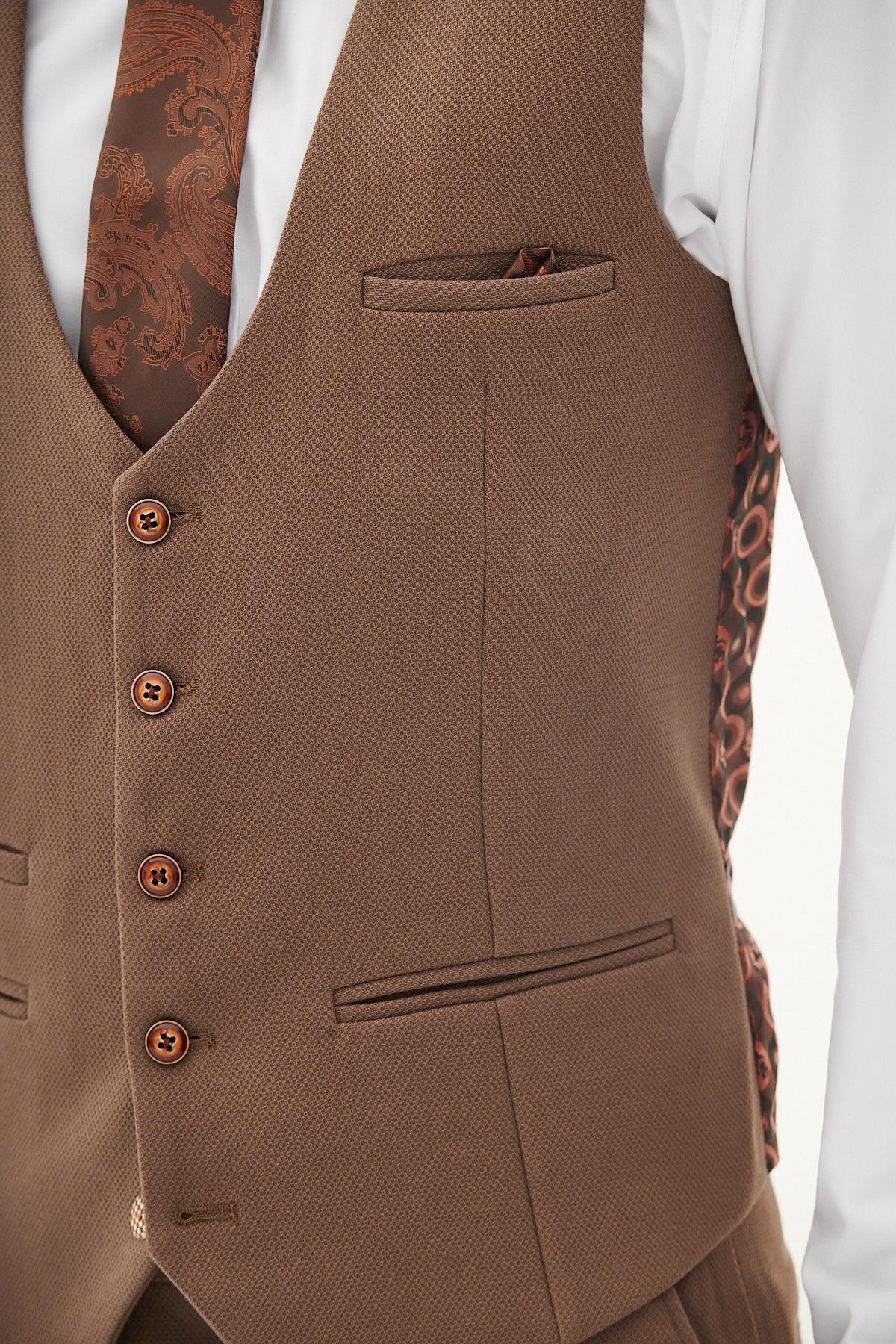 HM5 - Tan Single Breasted Waistcoat - Image 8