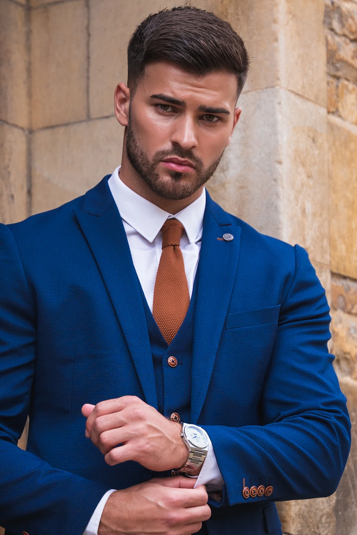 'I'm A Celebrity Get Me Out Of Here' 2022 Runner Up Owen Warner  in Max Royal Blue Suit - Image 4