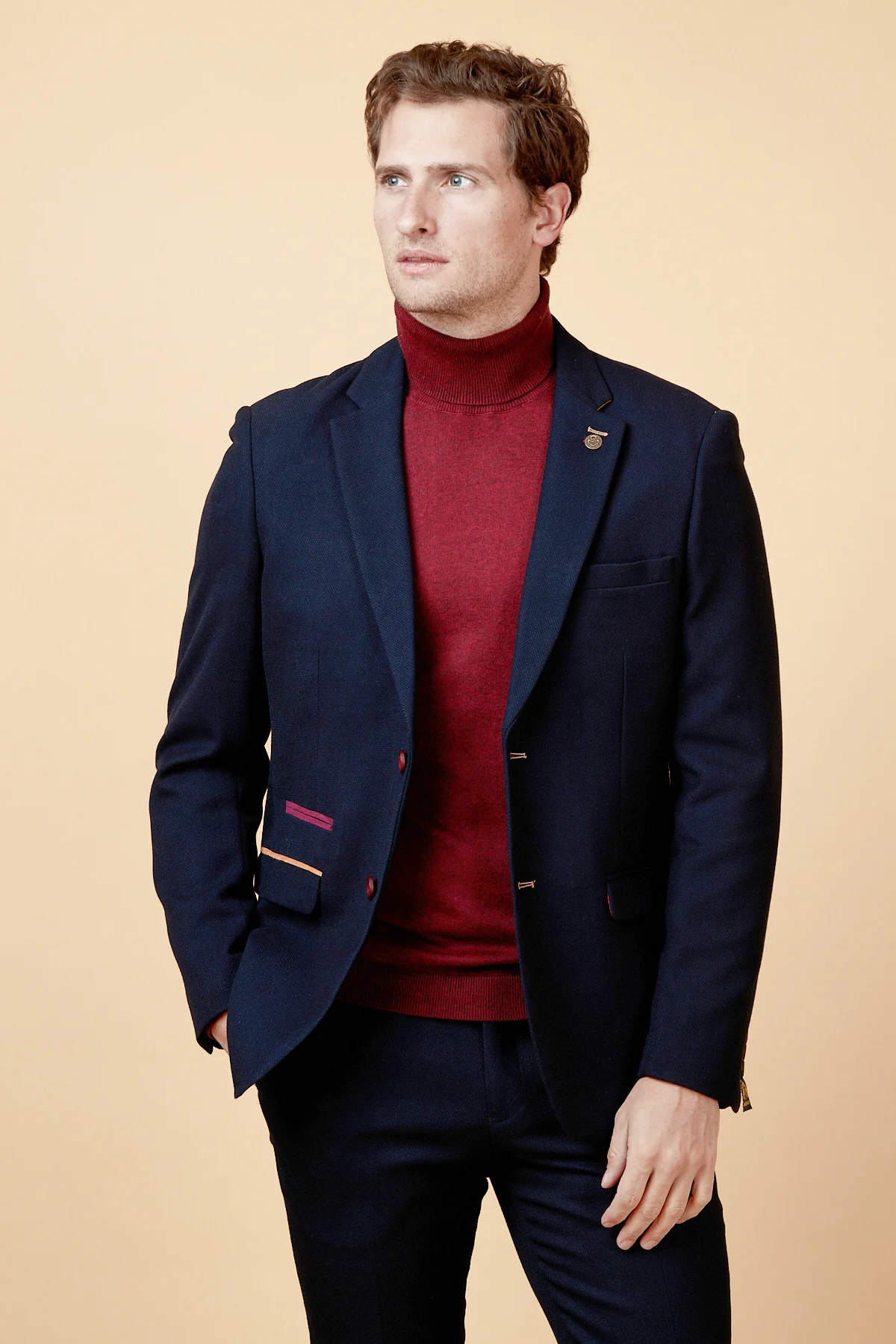 JD4 - Navy Contrast Trim Blazer - Image 6