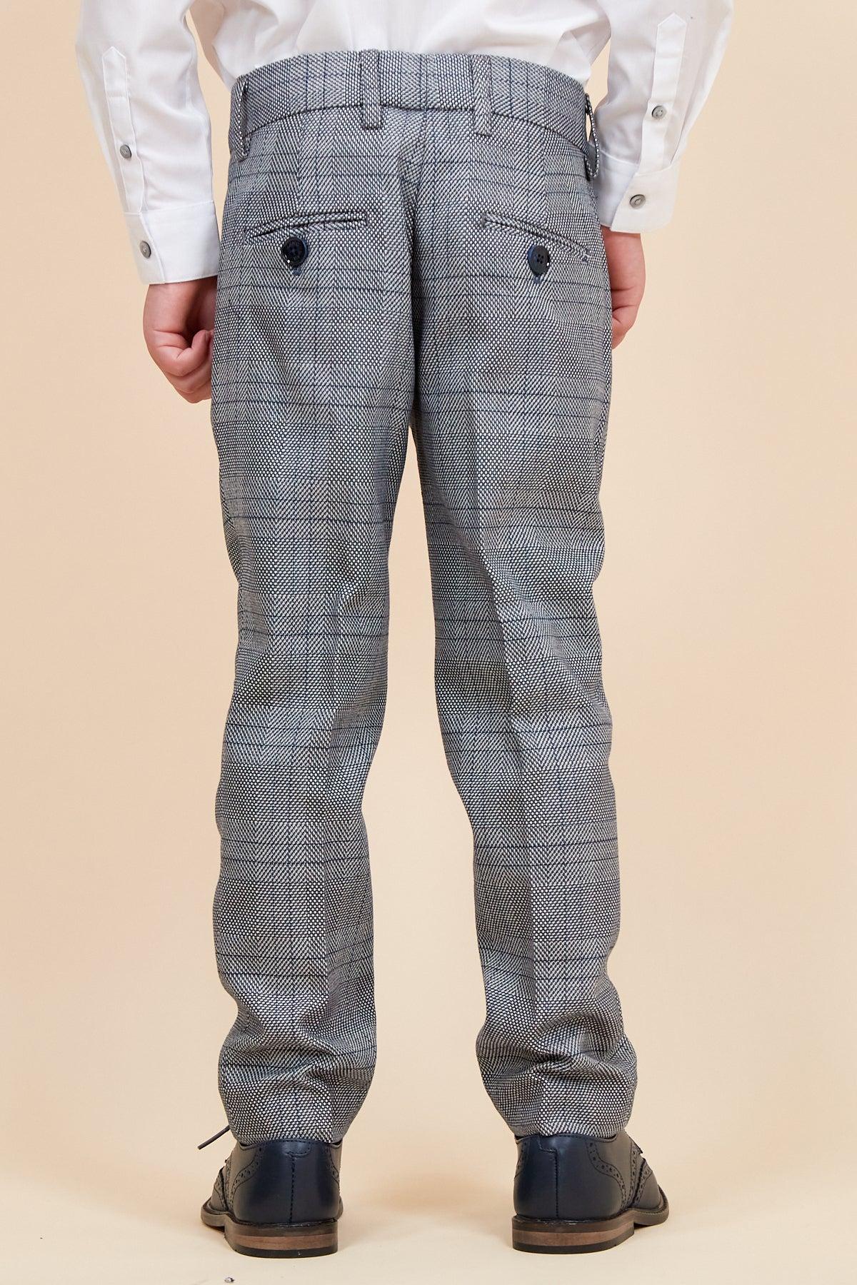 JERRY - Childrens Grey Check Three Piece Suit - Image 10