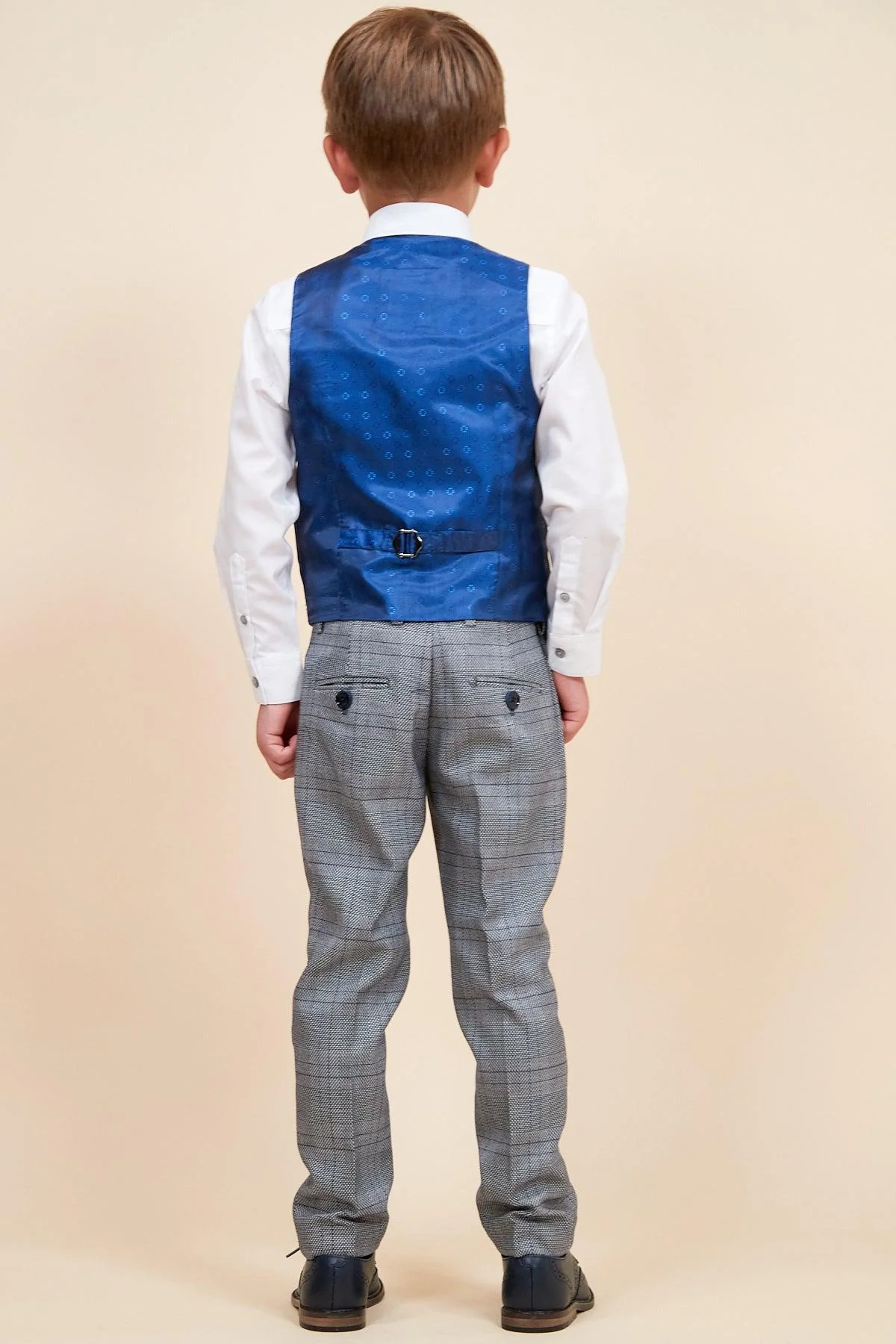 JERRY - Childrens Grey Check Three Piece Suit - Image 7