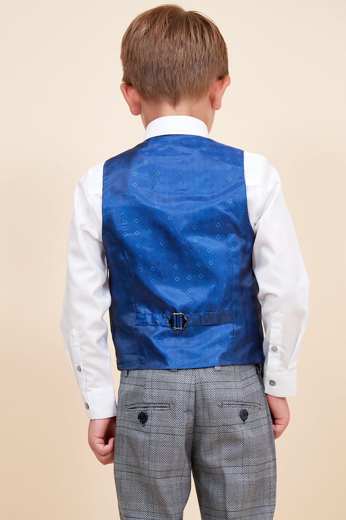 JERRY - Childrens Grey Check Three Piece Suit - Image 8