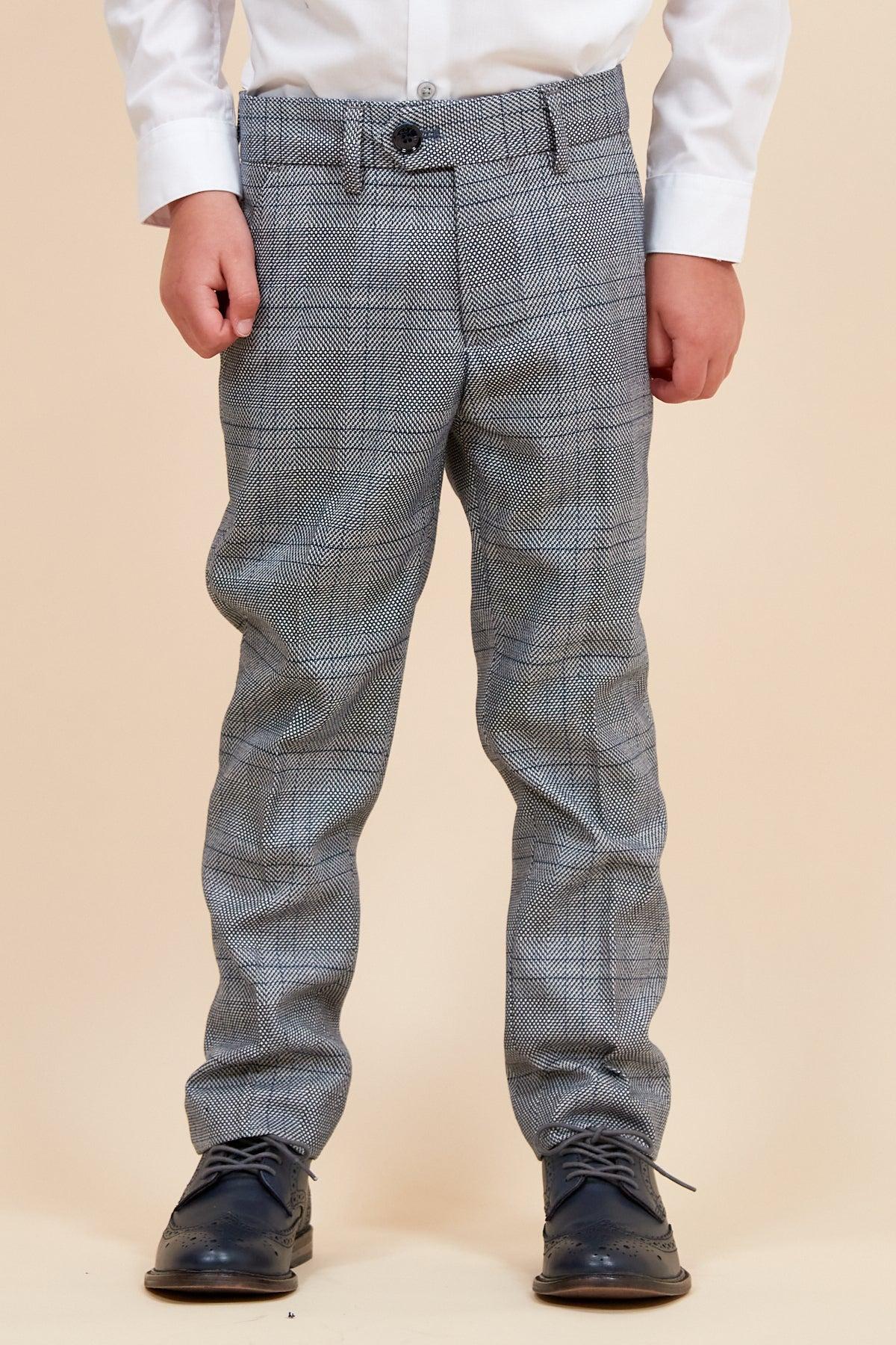 JERRY - Childrens Grey Check Three Piece Suit - Image 9