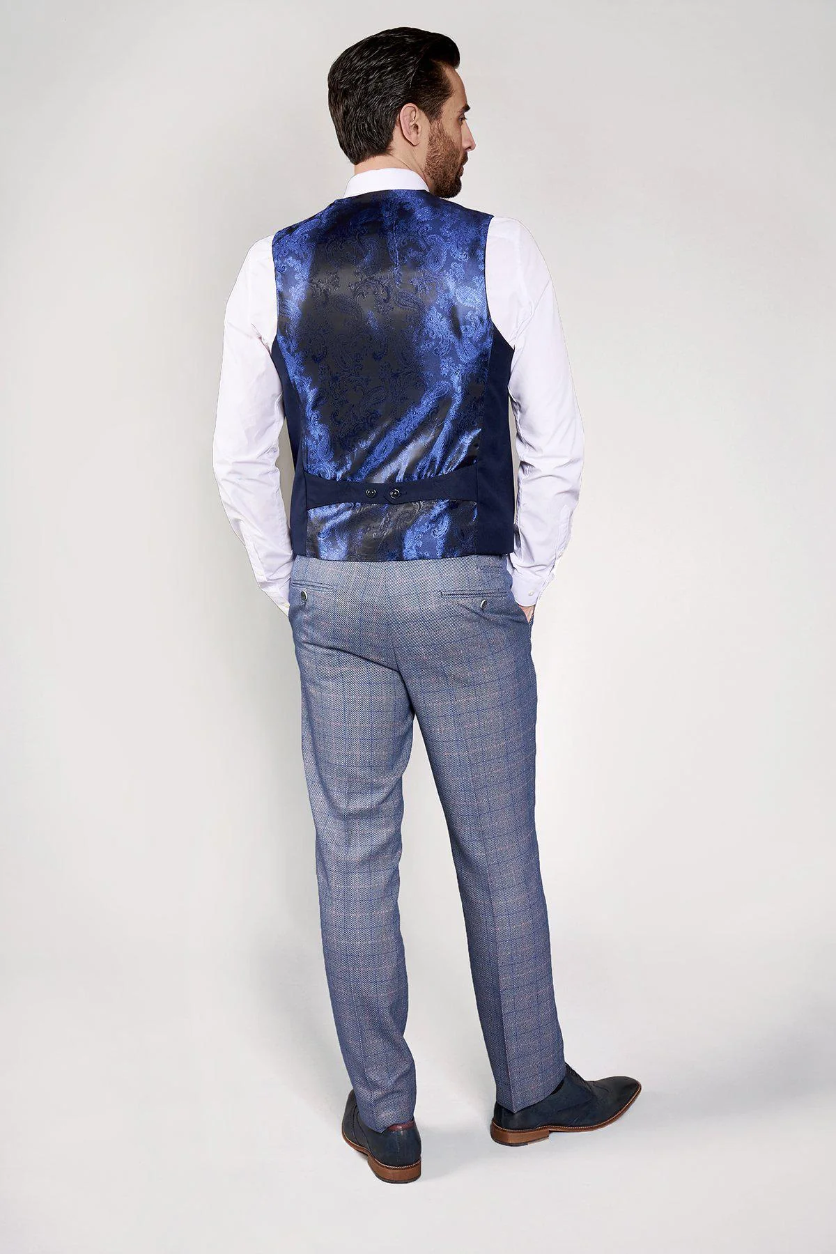 KELLY - Blue Double Breasted Waistcoat - Image 6