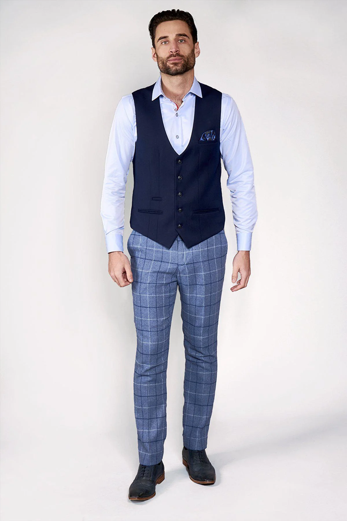 KELLY - Blue Single Breasted Waistcoat - Image 3