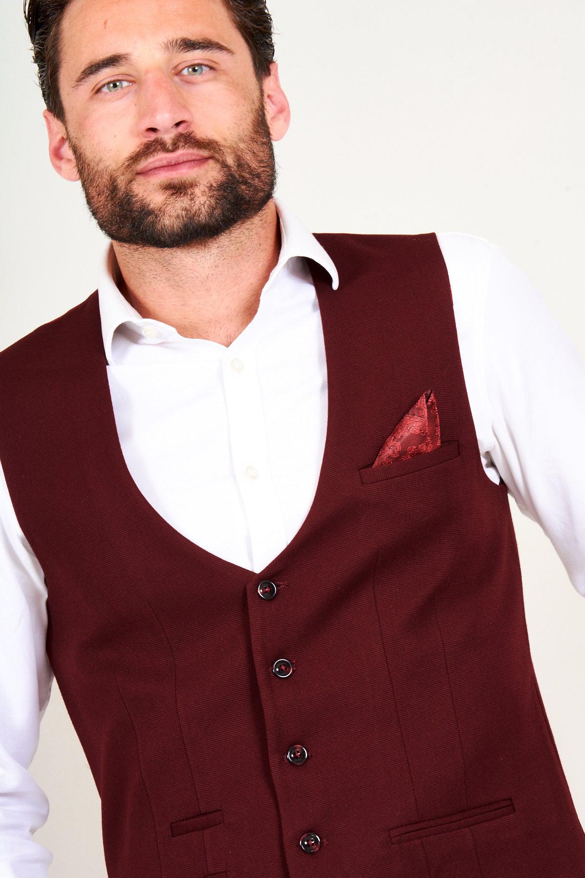 KELLY - Wine Single Breasted Waistcoat - Image 5