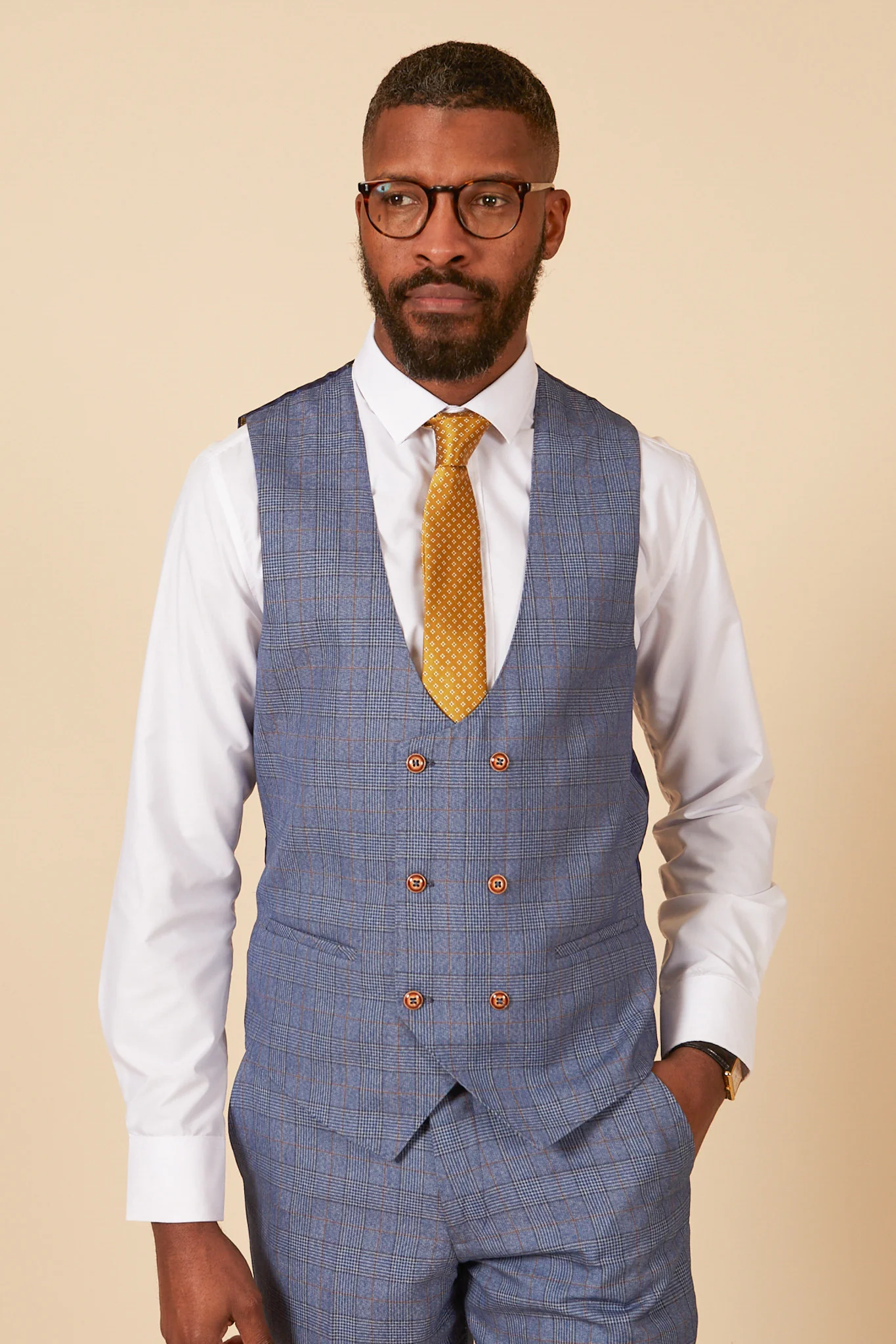 LEE GEORGE - Light Blue Double Breasted Waistcoat - Image 3