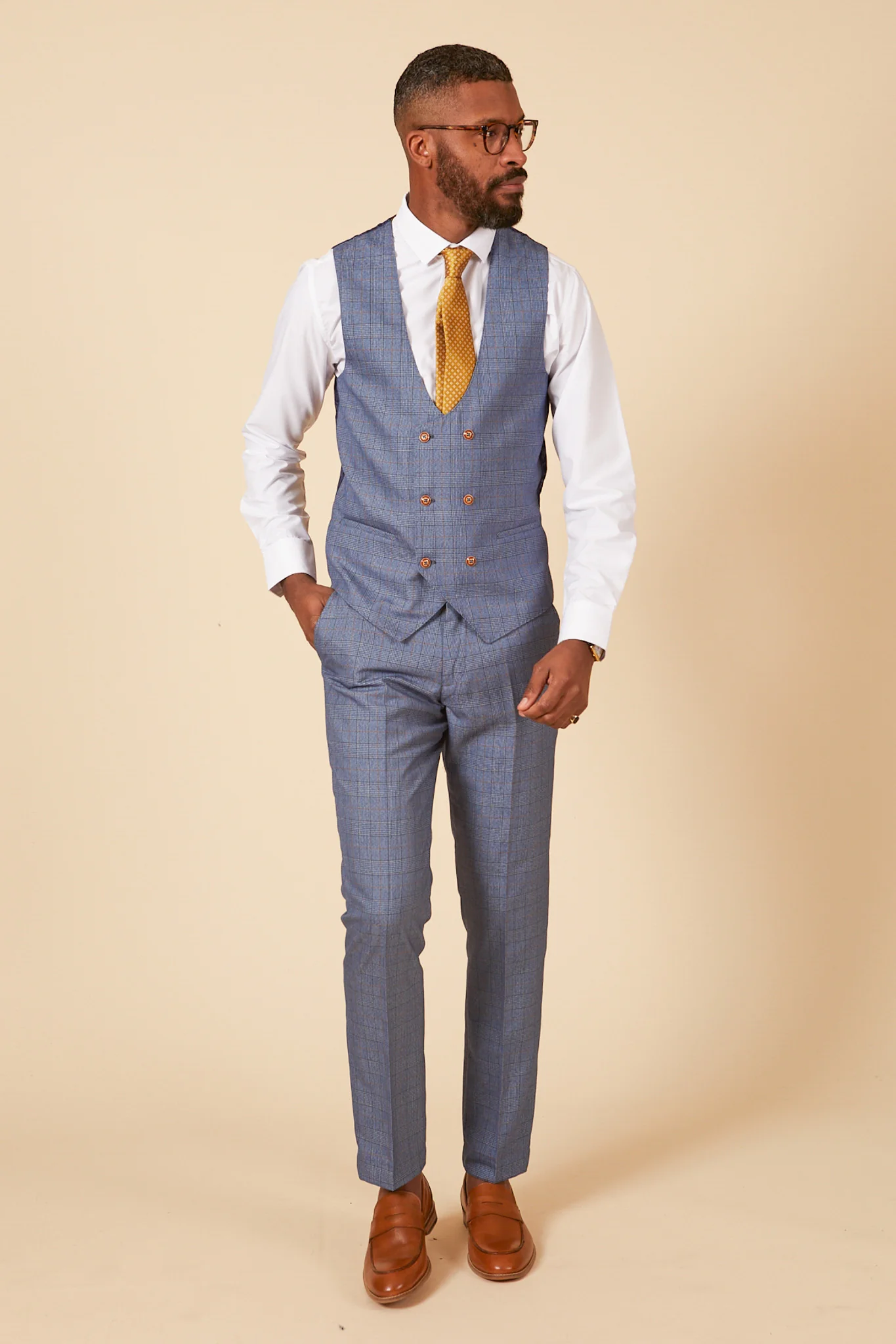 LEE GEORGE - Light Blue Double Breasted Waistcoat - Image 5