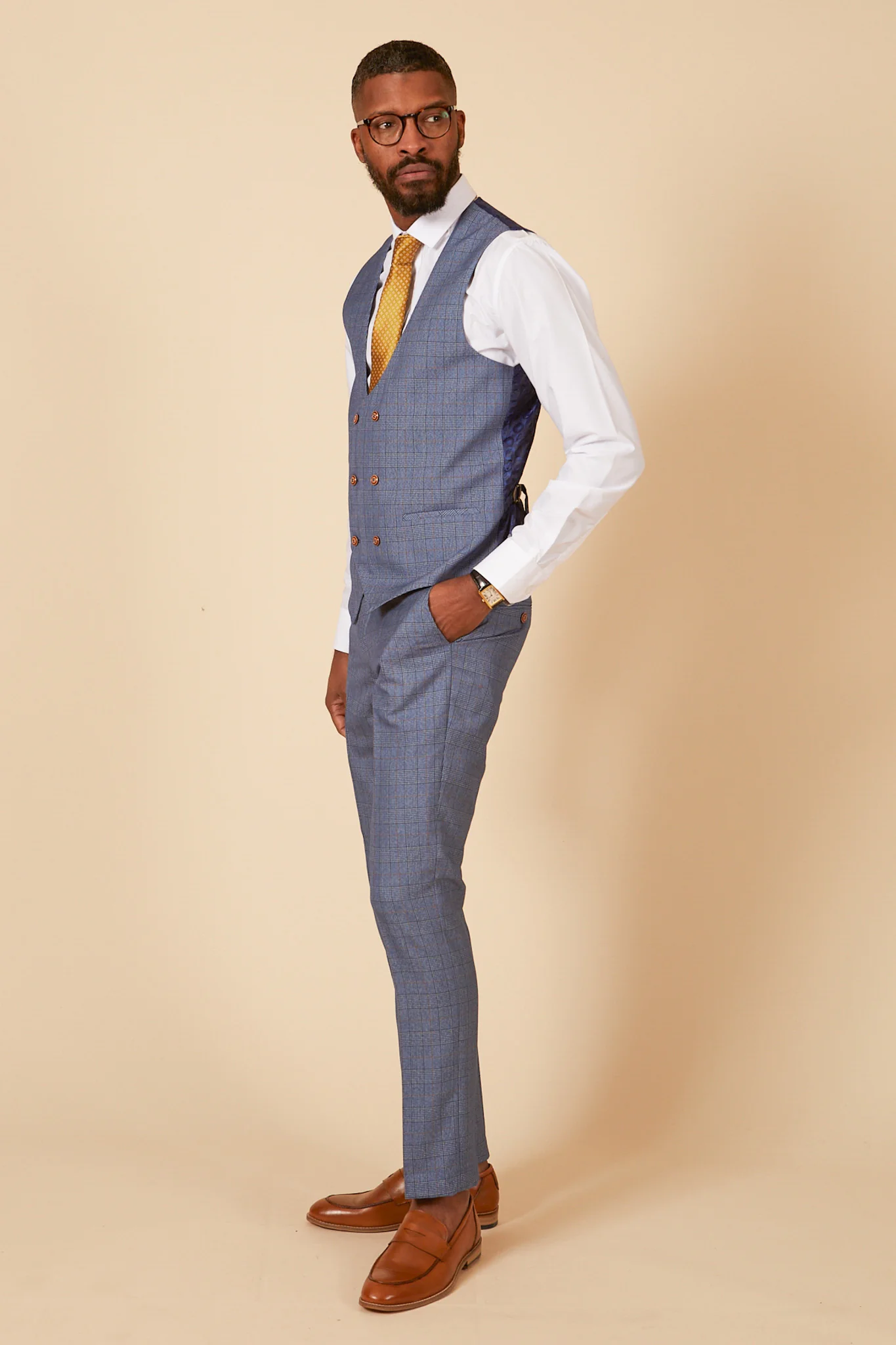 LEE GEORGE - Light Blue Double Breasted Waistcoat - Image 6