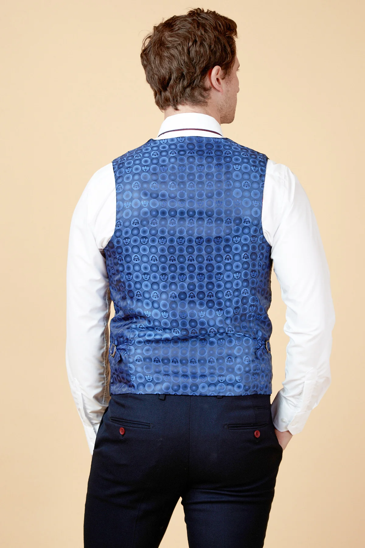JD4 - Navy Contrast Trim Waistcoat - Image 3